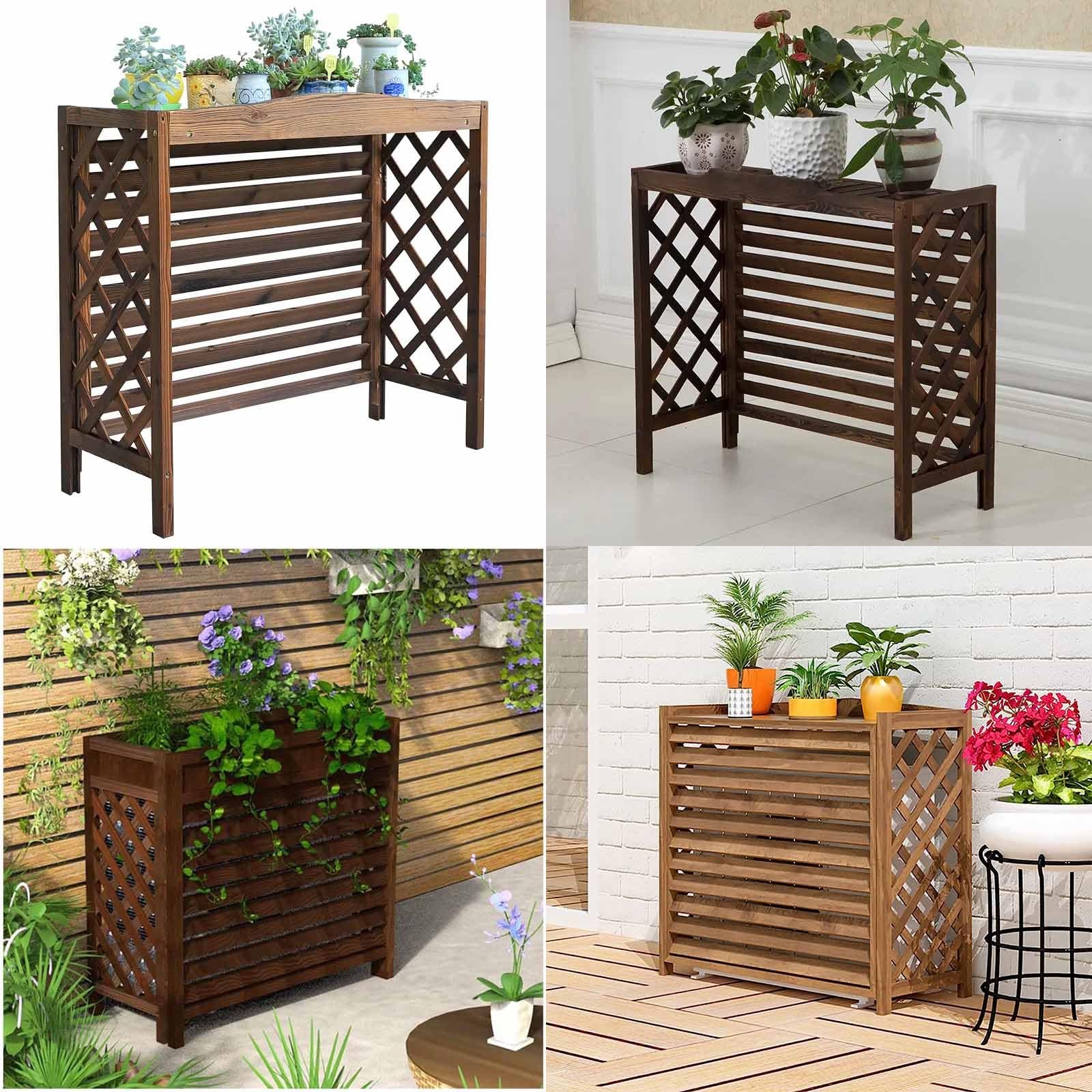 Cubre Aire Acondicionado Exterior Vallas De Madera Balcon Privacidad Celosias Cubre Aire Acondicionado Exterior Proteger del Sol Y La Lluvia Soporte para Plantas Interior Balcon(S)