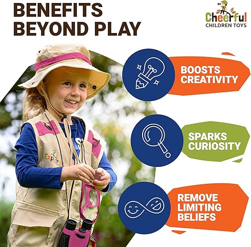 Miniatura 7 de Kit de captura de insectos de alta calidad, kit de explorador de 19 piezas, kit de aventura para niños de 3 a 7 años, incluye chaleco de safari,