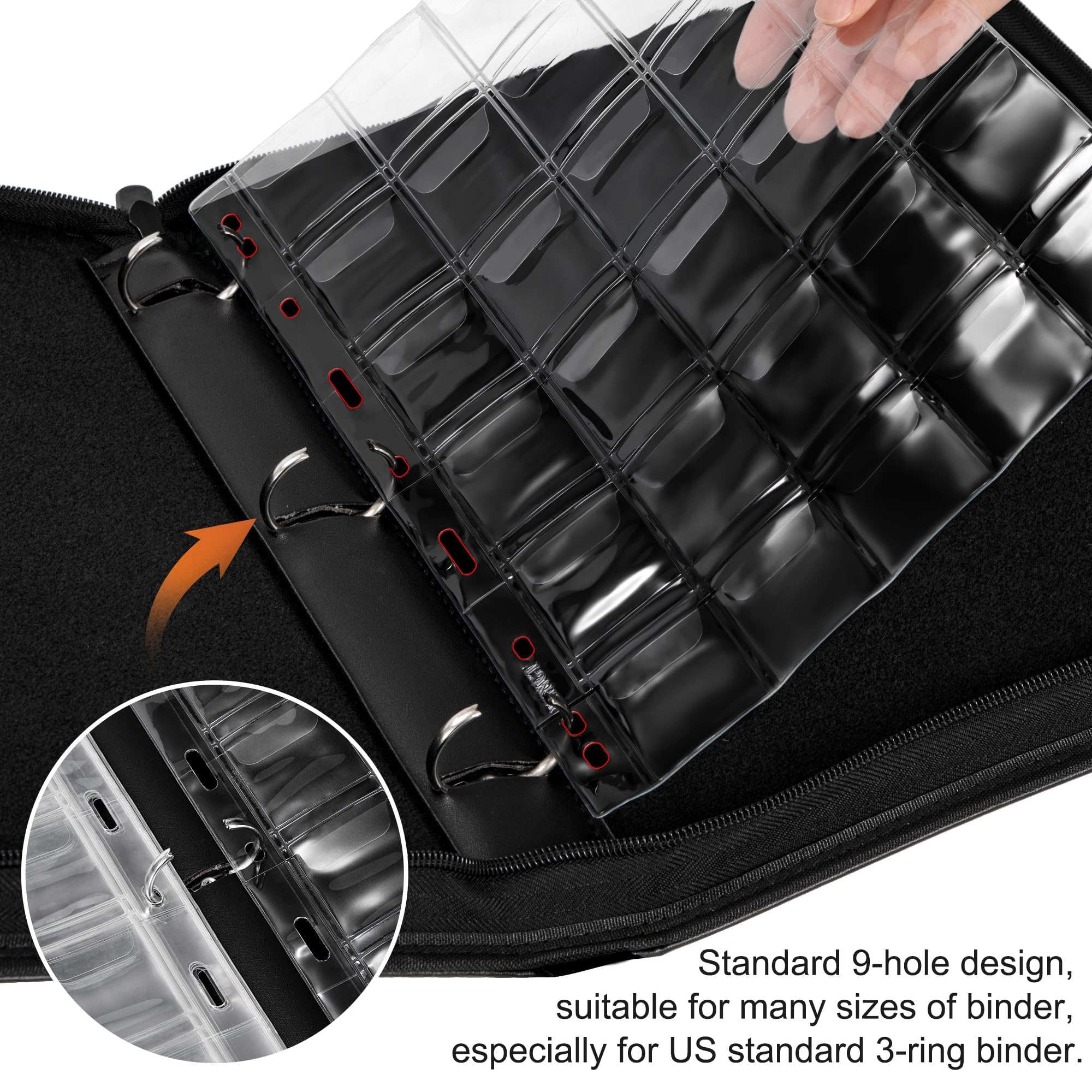 Pagine Raccolta Monete 10 Fogli Con 30 Tasche | Inserti In PVC Trasparenti Per Album Standard 9 Fori - 2