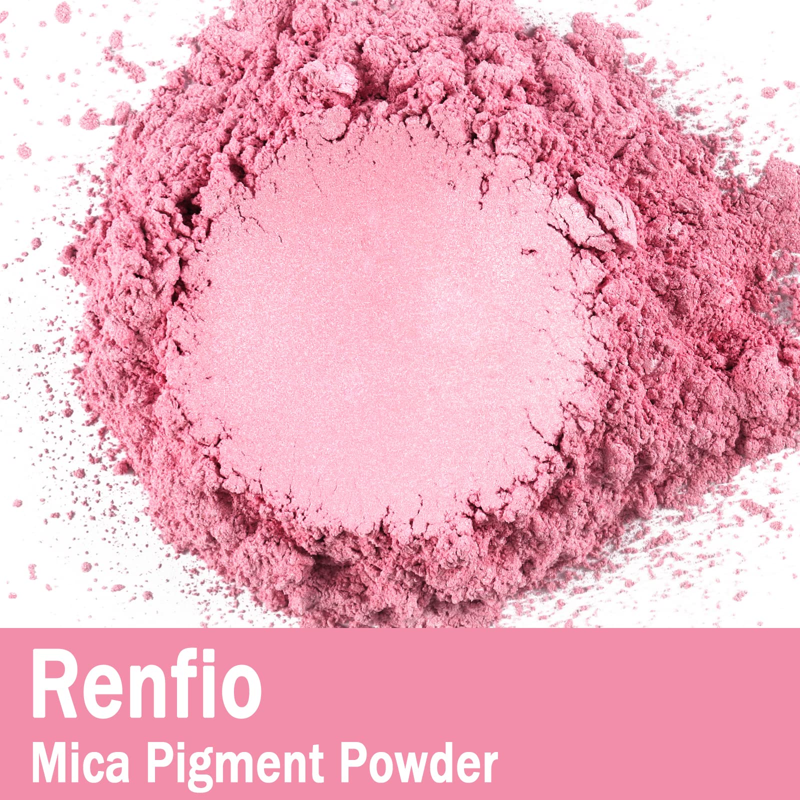 Renfio Pigmento en polvo de mica, pigmentos naturales en polvo fino, tinte de resina epoxi para pintar jabón, bombas de baño de limo, 3.5 onzas, color rosa | Pearl Shimmer - Tinte de resina epoxi para pintar jabón, hacer bombas de baño, 3.5 onzas, rosa