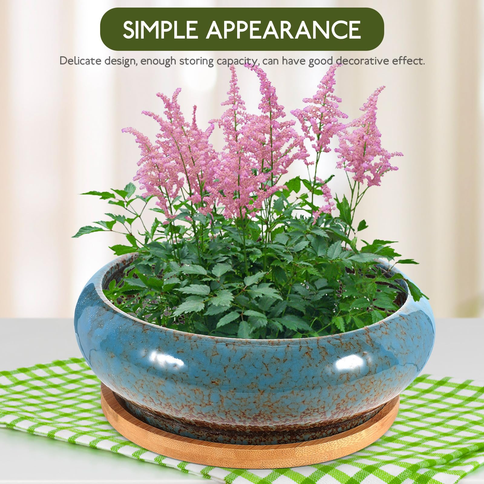 Mikinona 2 Ensembles Pot de Fleurs Succulentes en Soucoupe Bambou