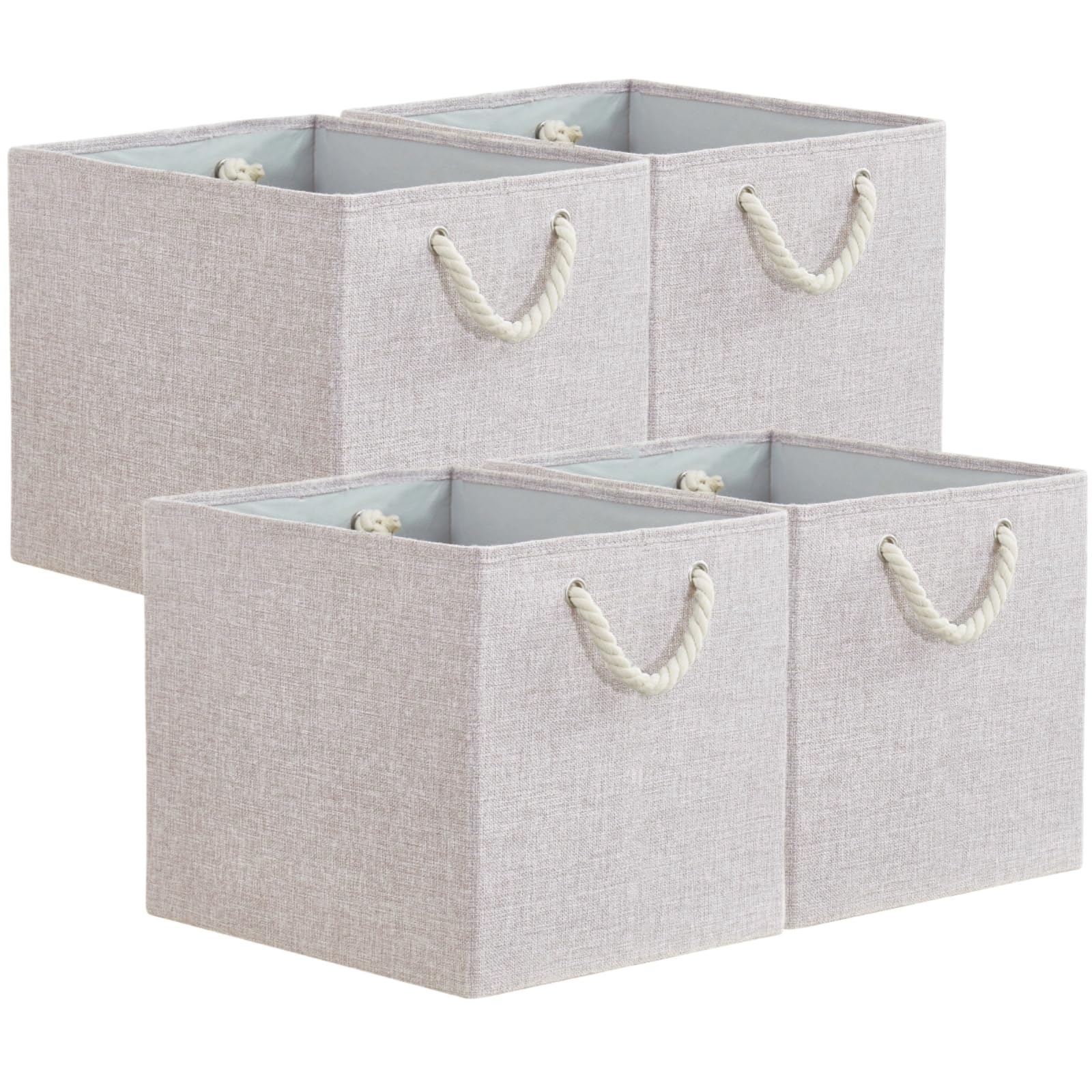 Mangata Kubus opbergdozen, 33 x 38 x 33 cm, grote stoffen opbergmanden voor opbergkubuseenheden, kledingbakken, manden, kisten, speelgoed (roze/crèmewit, 3 stuks