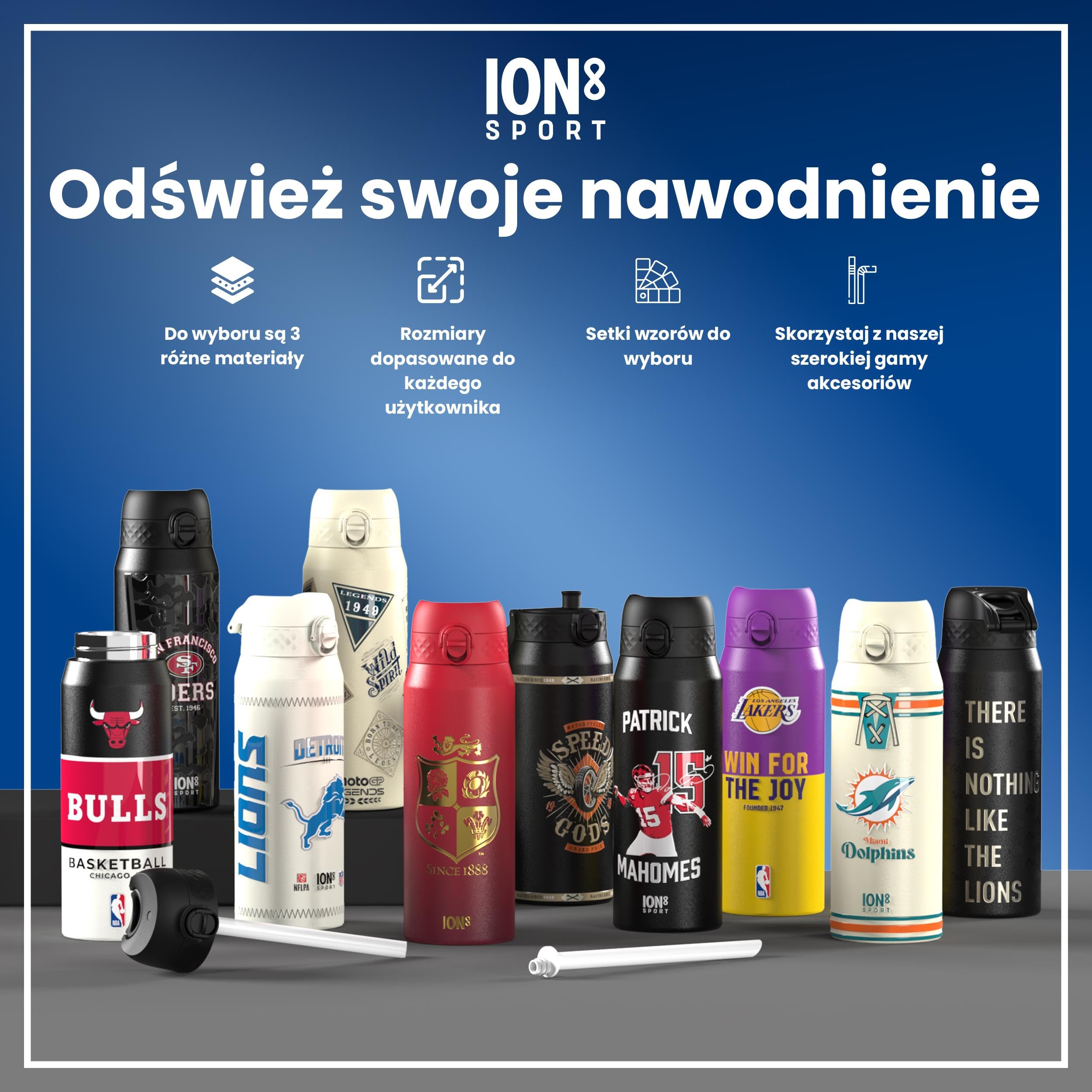 NBA Chicago Bulls Termiczna Butelka Sportowa Ze Zdejmowaną Słomką, 750ml/24oz, Szczelna, Izolowana Próżniowo, Łatwa Do Otwarcia, Bezpieczne Zamknięcie, Można Myć W Zmywarce, Składana Pokrywka