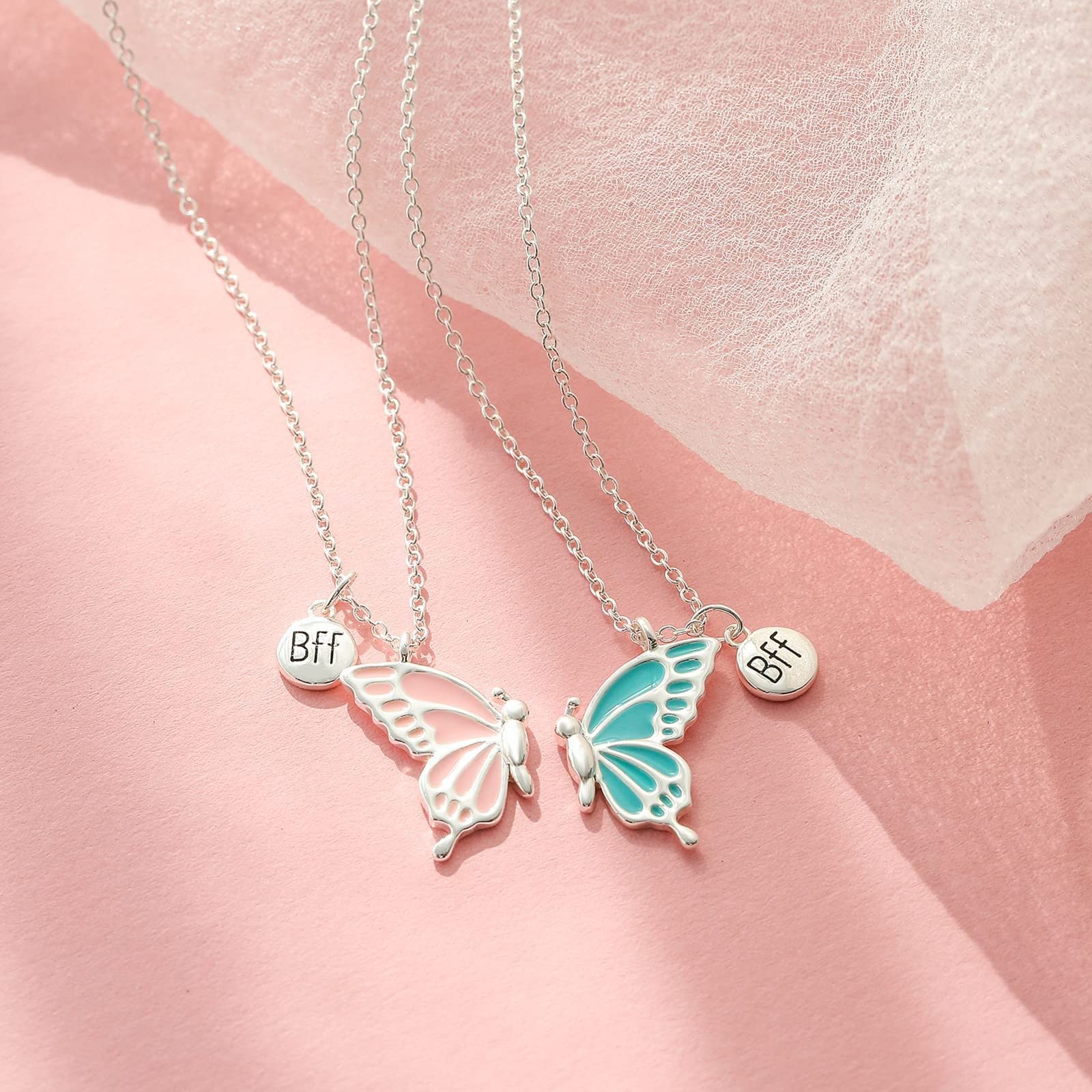 Ensemble Colliers Et Bracelets Papillon Amitié BFF - Cadeau Parfait Pour Meilleures Amies