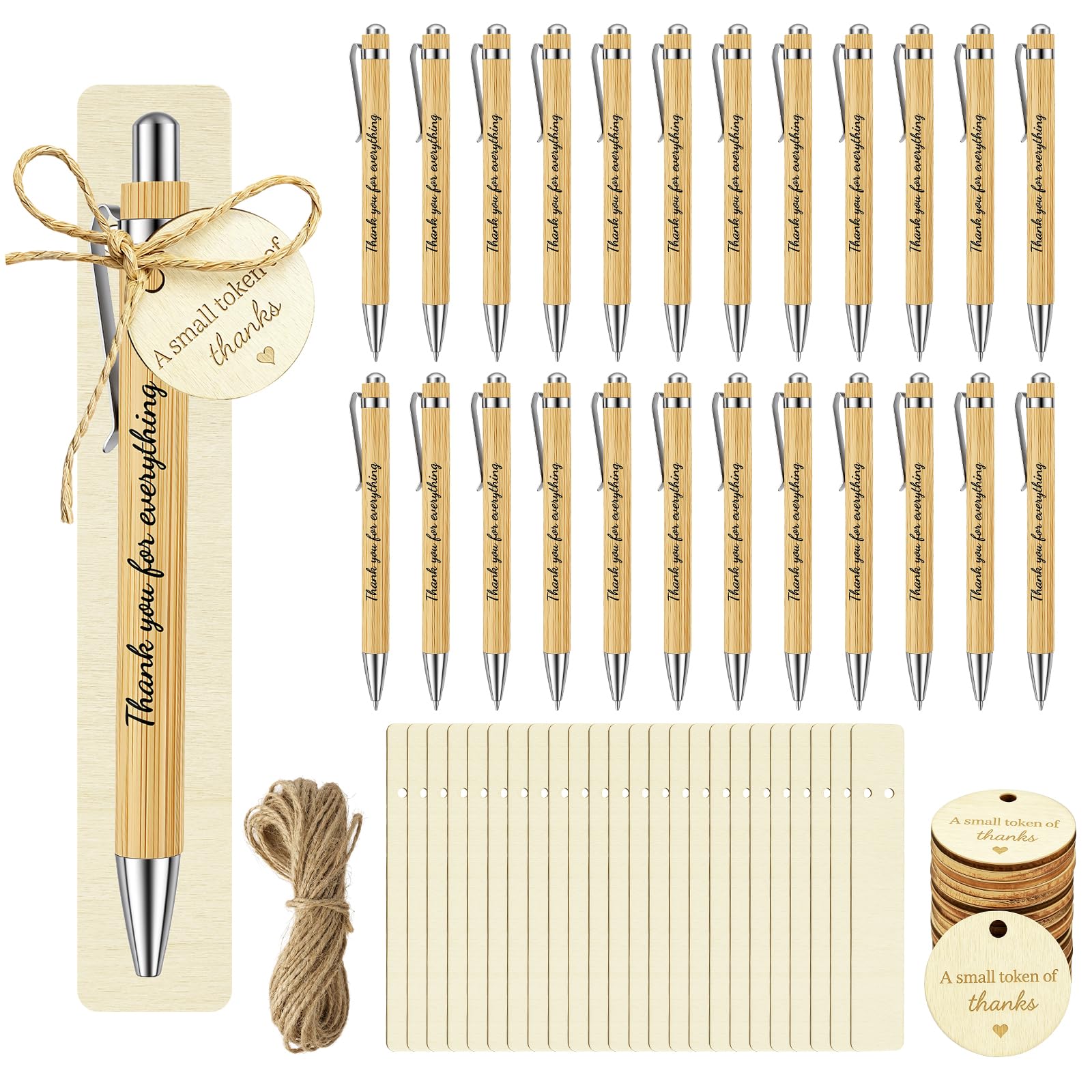 AUAUY 24 Sets Thank You Gifts, Bamboo Ballpoint Pens Employee Appreciation