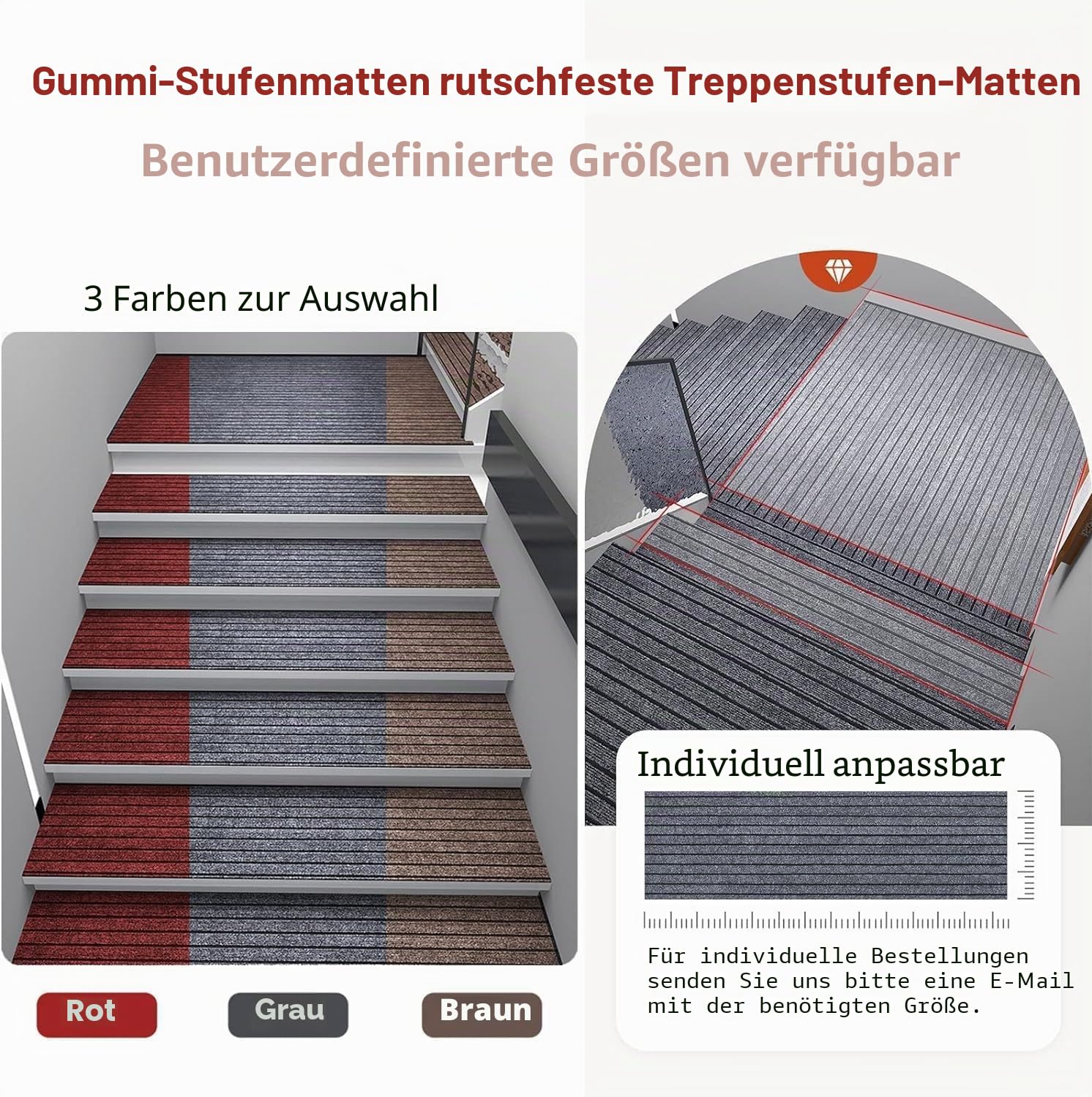Curry,25x90cm,Stufenmatten Treppenmatten 4 Stück,rutschfeste Innentreppe Stufenmatten,Treppenstufen Matten,Treppenteppich Rechteckig,Treppenschutz,für Kinder Ältere und Hunde