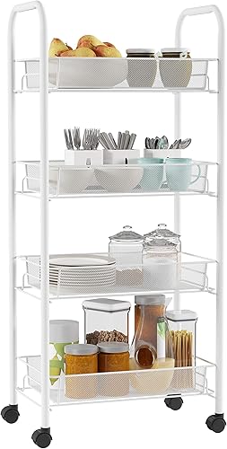 Miniatura 2 de Lavish Home Estantes de almacenamiento estrechos de 4 niveles  Carrito organizador móvil para ahorro de espacio para cocina, baño, lavandería,
