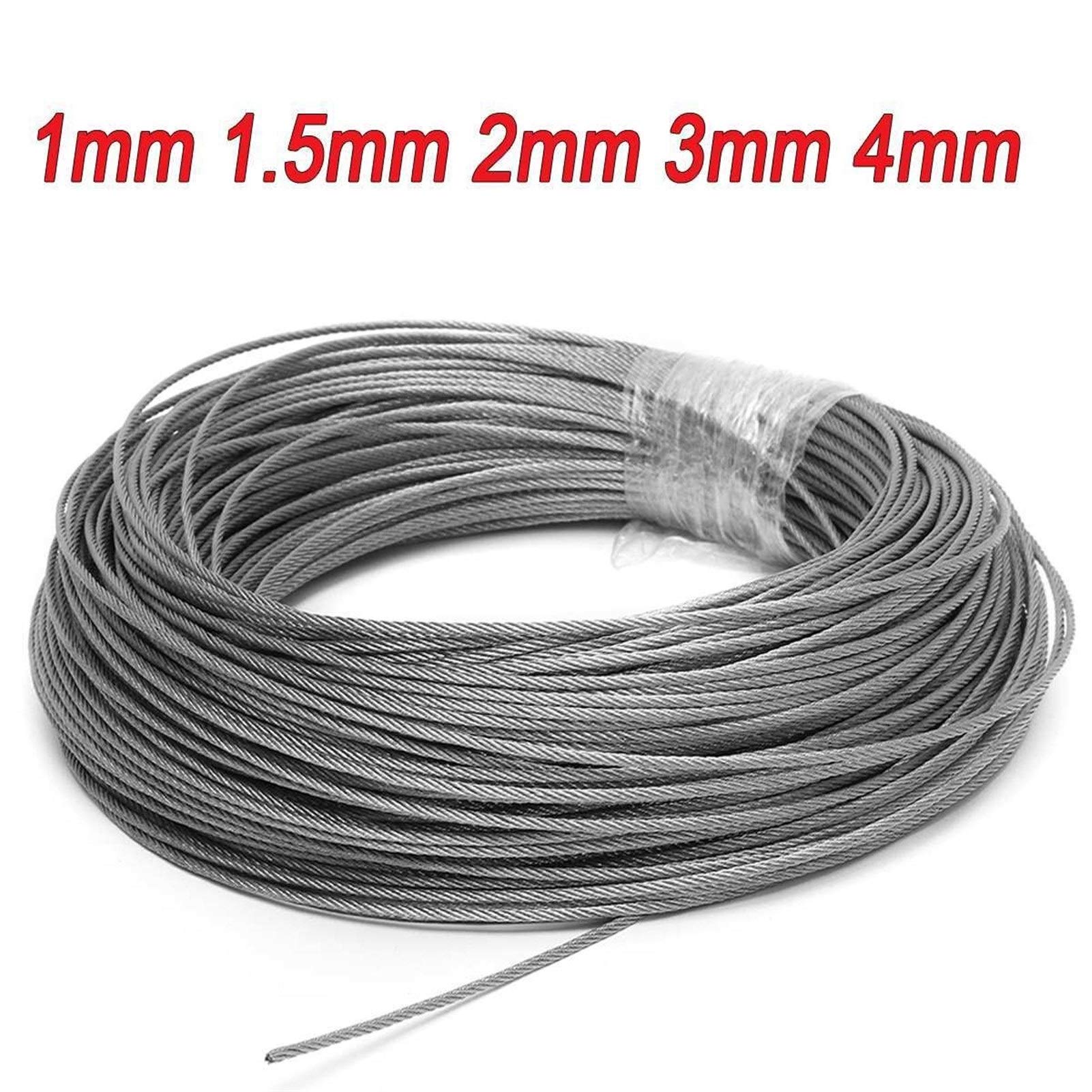 Alambre De Acero Inoxidable 50M / 100M de 1 mm 1,5 mm 2 mm Diámetro de alambre de acero inoxidable 304 Cuerda de pesca de elevación por cable Línea Tendedero 7X7 Estructura 1/1,5/2 mm 489 (Color
