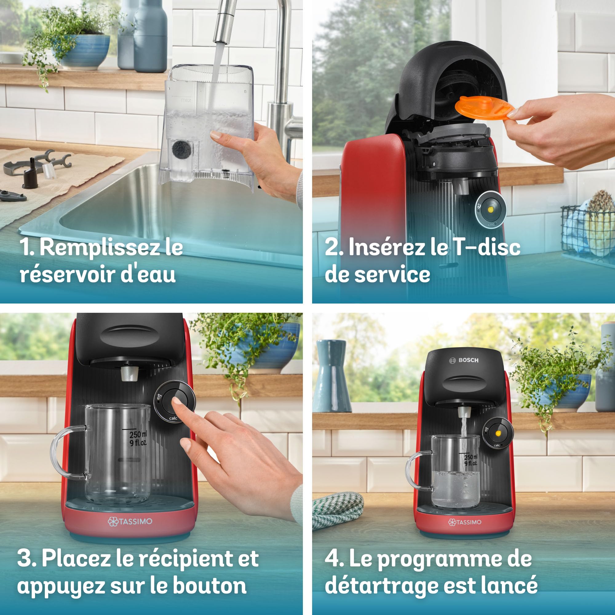 Bosch Tassimo Finesse TAS163E Machine à café multi-boissons, 70 boissons chaudes, IntensityBoost, cafétière à dosettes, rouge