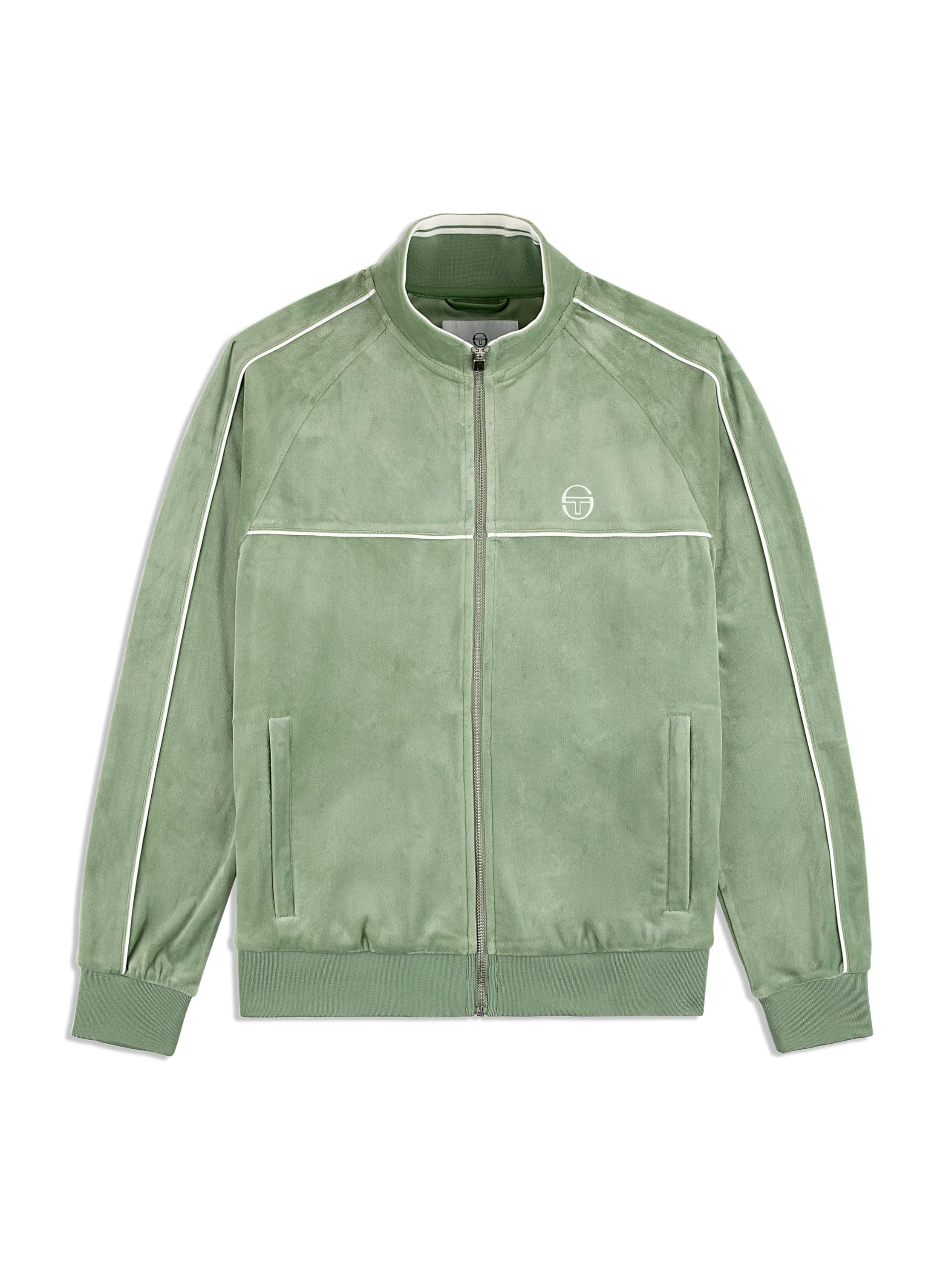 Sergio Tacchini Men's Lioni Velour Track Jacket- Hedge Green