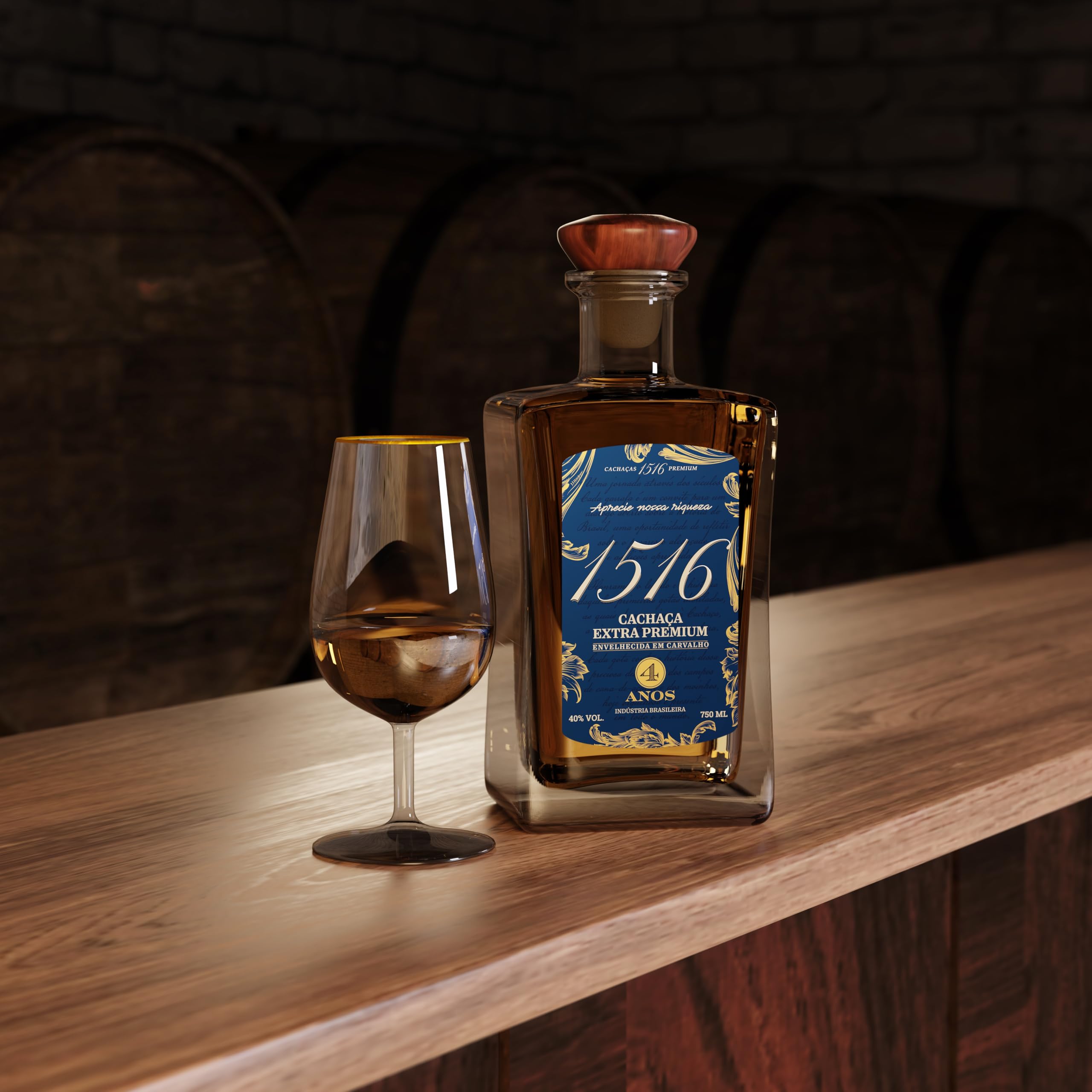 Cachaça 1516, CACHAÇA 1516 OURO EXTRA PREMIUM CARVALHO 4 ANOS