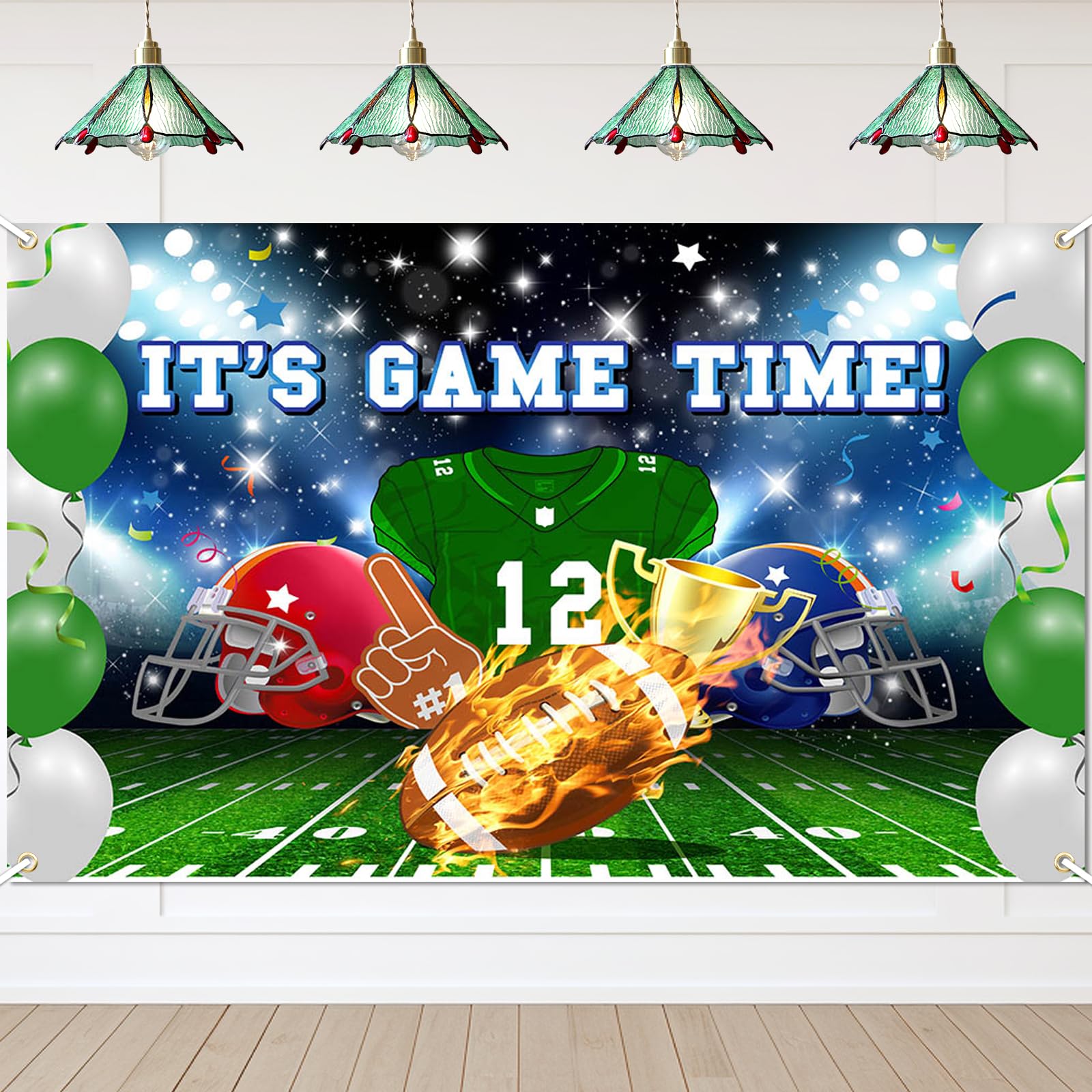 Avezano Football Party Decorations - It's Game Time Banner for American Football Theme Birthday Party Photoshoot Sport Backdrop Decor Supplies 70.8 x