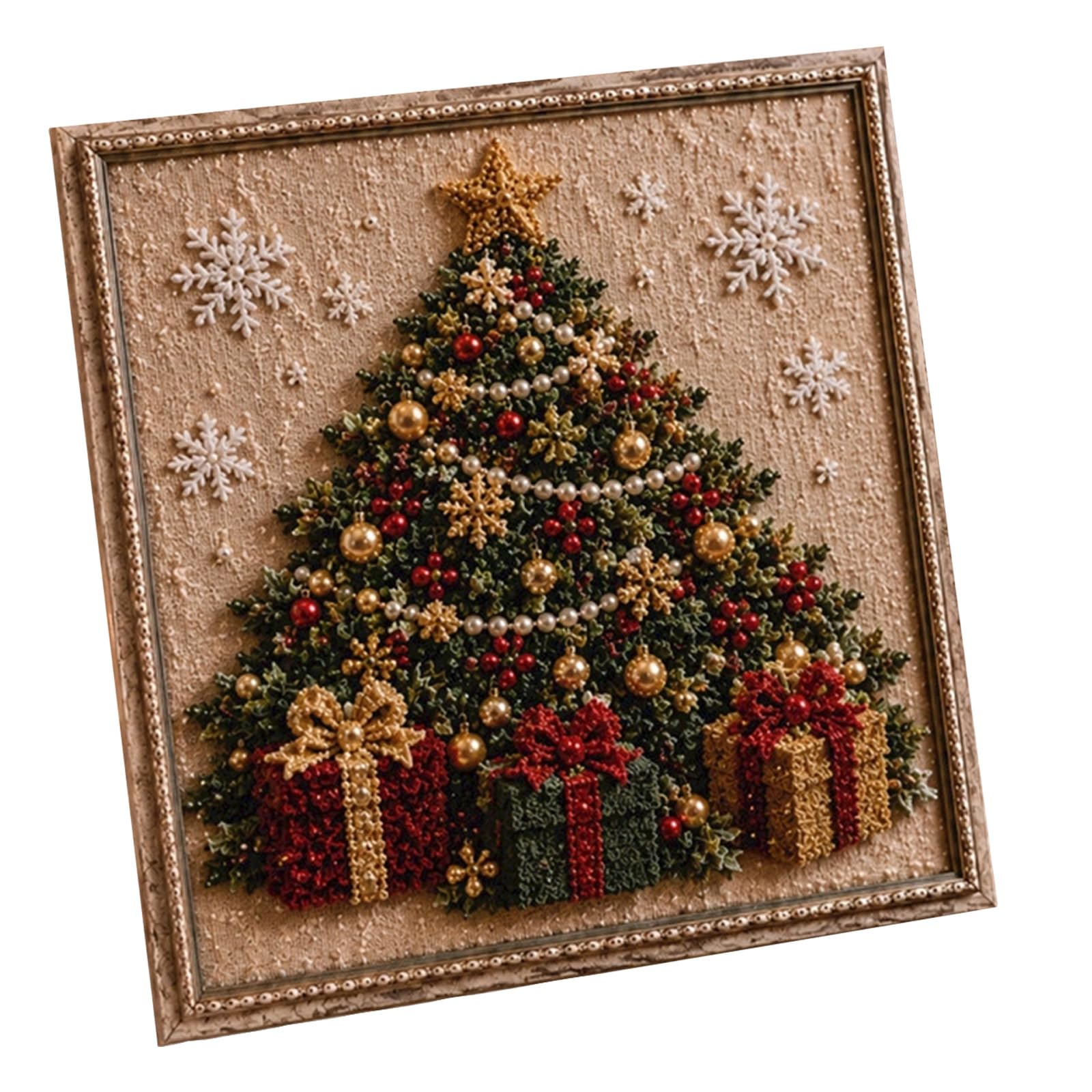 3D Christmas Fabric Poke Art Kit, DIY Embroidery Handmade Fabric Poke Art Kit, Vintage Holiday Handmade Decoration,Christmas Craft Kit for Adults & Beginner (#J)