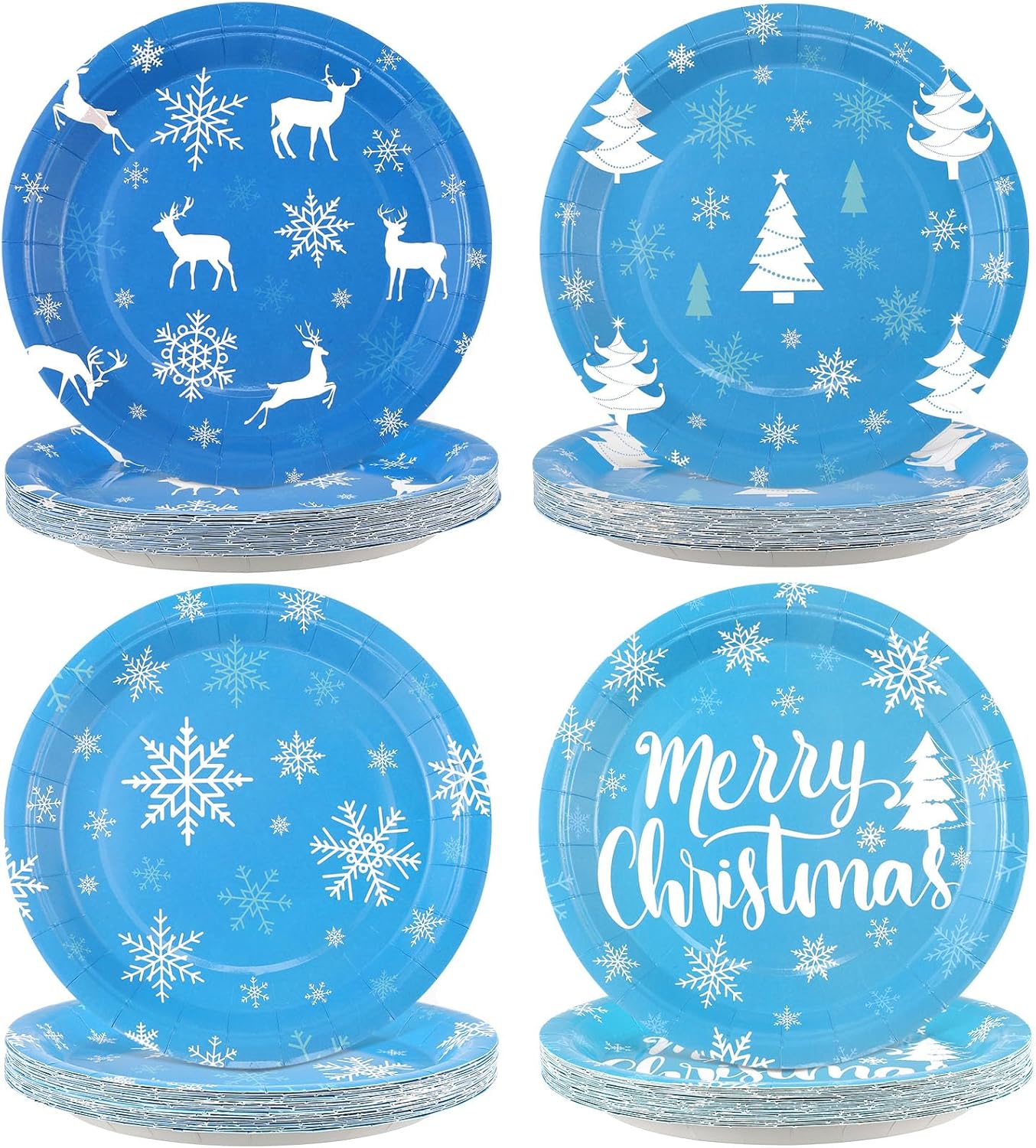 Sunnyray 100 Pack Christmas Paper Plates Christmas Party