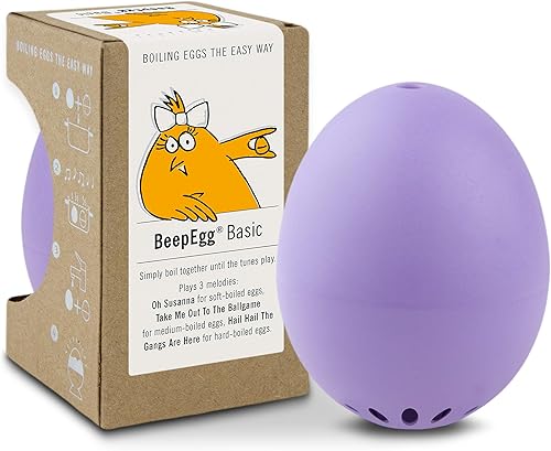 BeepEgg Basic Purple - Temporizador de huevos para hervir huevos - Cocina musical para huevos suaves, medianos y duros - Seguro para alimentos -