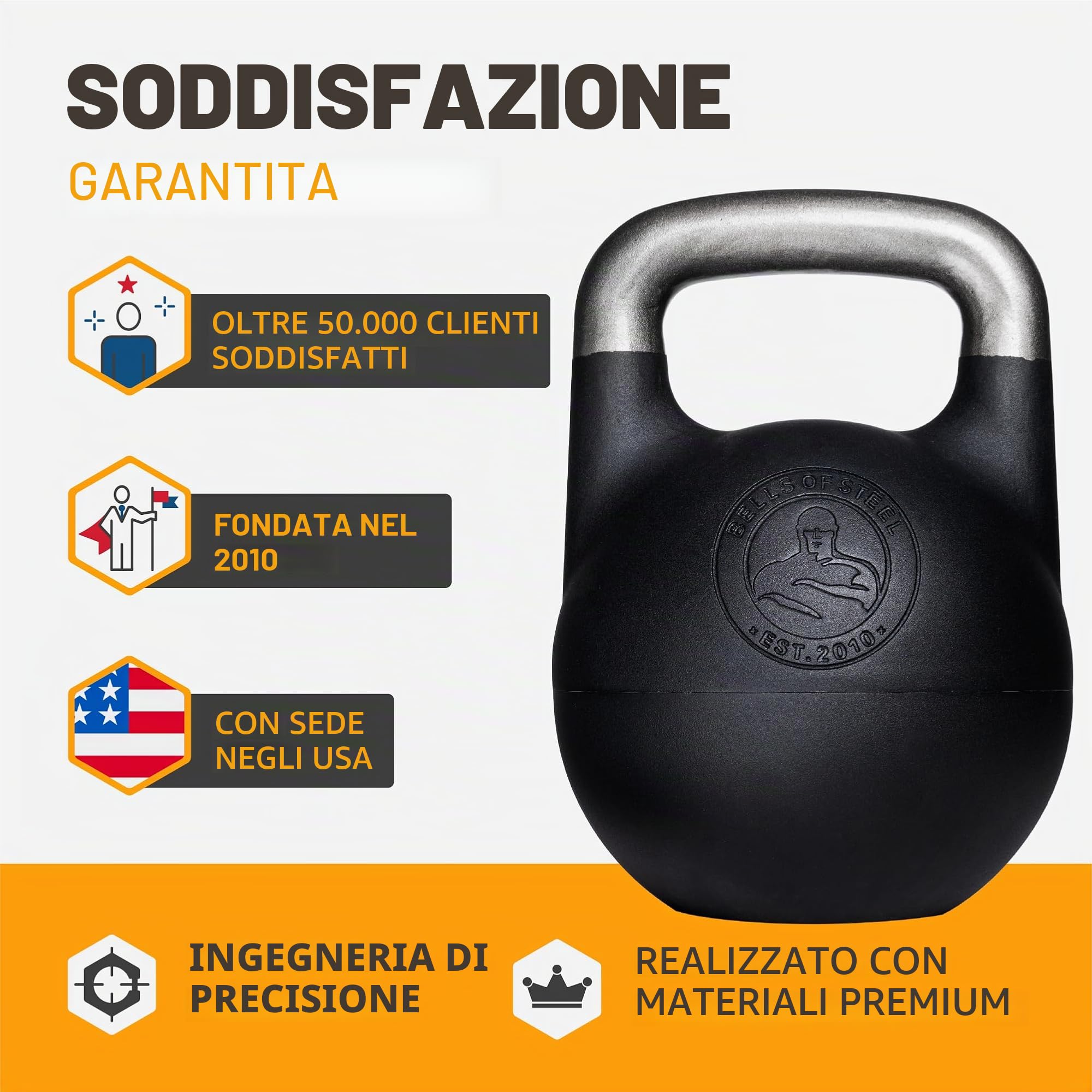 Set kettlebell regolabile [campane d'acciaio] set di pesi kettle bell, guscio in acciaio, caricato internamente per allenamenti di tutto il corpo, manico standard da competizione da 35 mm