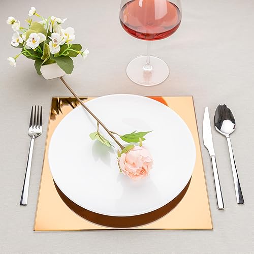 Miniatura 8 de Alisveristime Elegantes espejos cuadrados de vidrio de bronce  Juego de 2  11 x 11 pulgadas  Ideal para centros de mesa de boda y banquetes