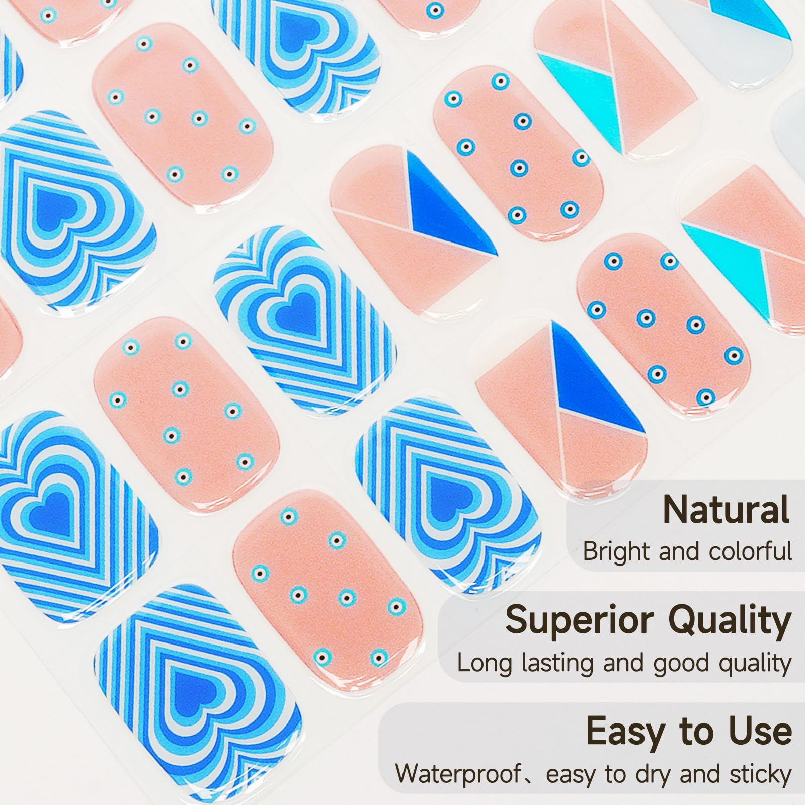 Semi Cured Gel Nail Strips, 28 Pcs UV Lamp Compatible, Long Lasting Salon Quality Gel Nail Wraps - Image 3