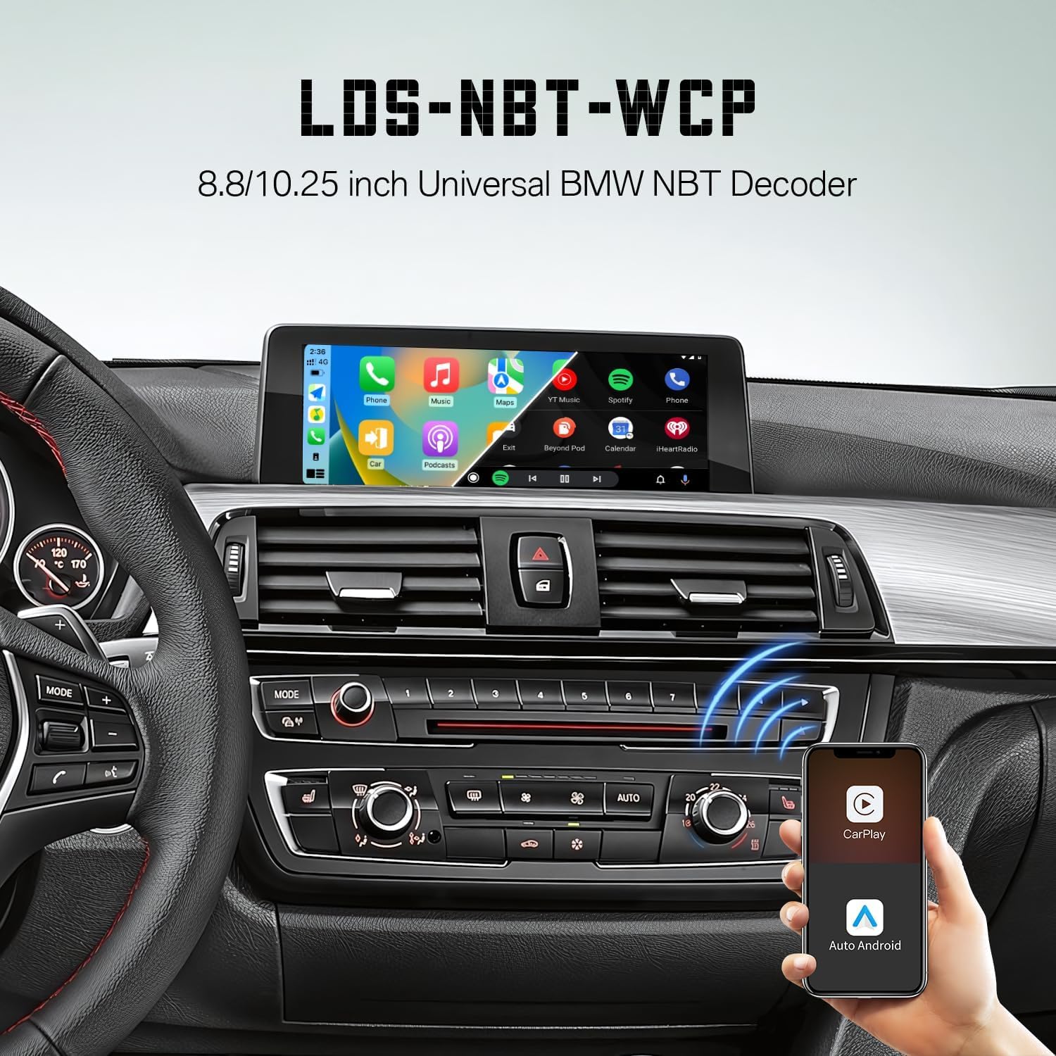 Wireless CarPlay Android Auto Upgrade for BMW NBT 1 2 3 4 5 6 7 X1 X3 X4 X5 X6 Series (2012–2016), Bluetooth MirrorLink,OEM Controls,Rear Camera Adapter Retrofit Decoder