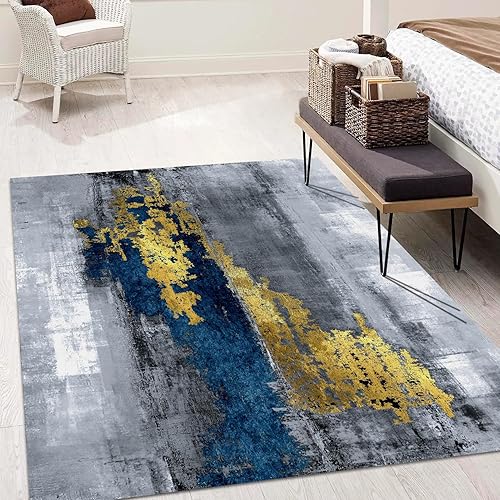 Miniatura 5 de Alfombra moderna minimalista ultra fina de pelo bajo lavable de 5 x 7 pies para sala de estar, cocina, comedor, oficina, estudio, antideslizante,