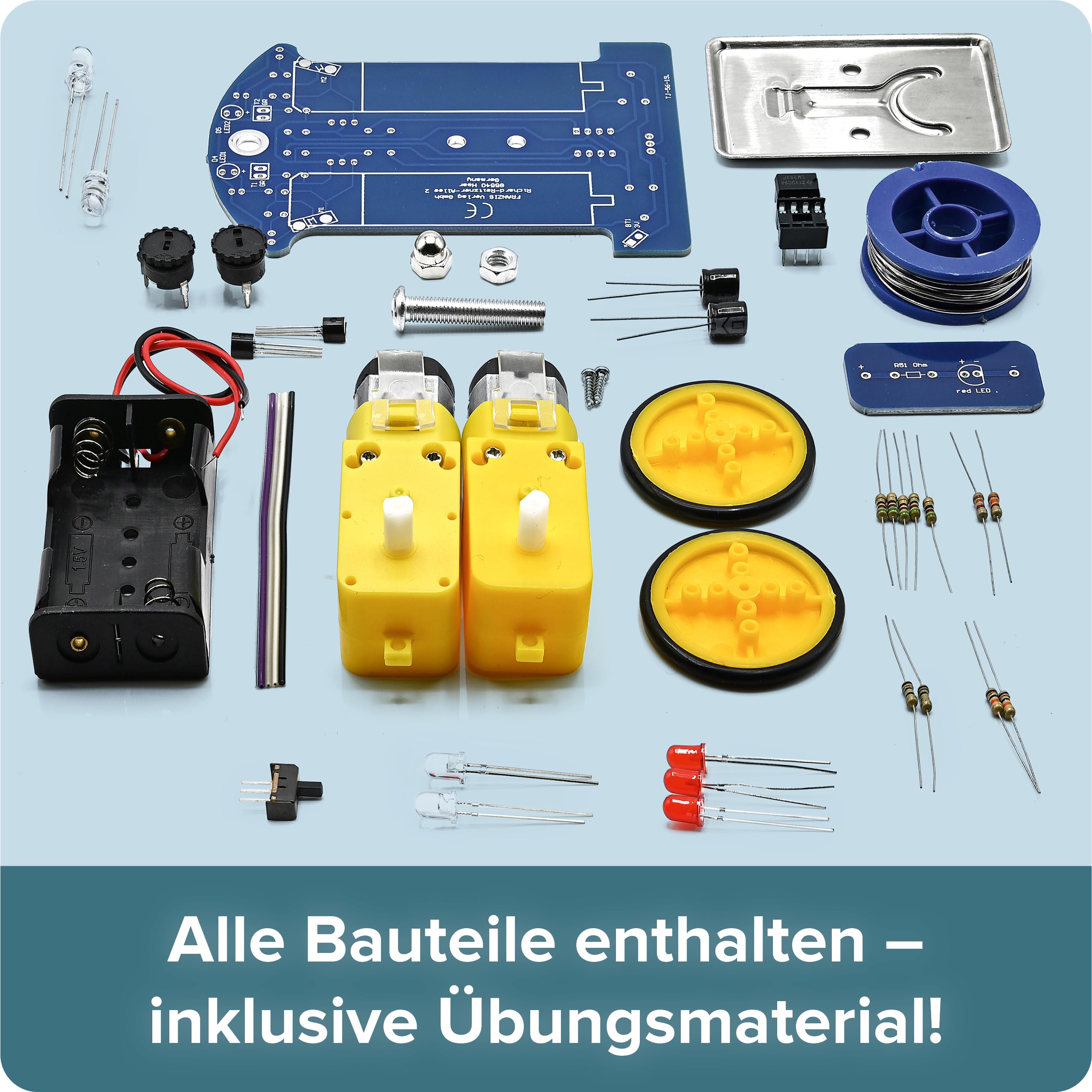 Franzis 67189 - Das große Starterset, die Roboter-Lötwerkstatt, lerne löten und baue deinen eigenen Roboter, inkl. Lötkolben und Handbuch, Mehrfarbig