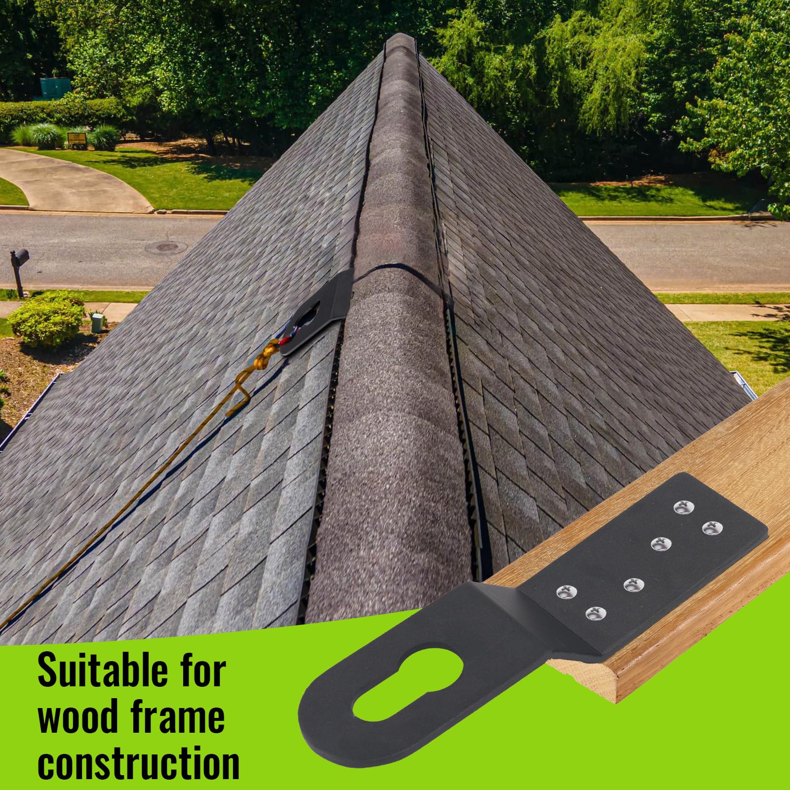 Lot de 6 points d'ancrage antichute en aluminium pour surfaces en bois