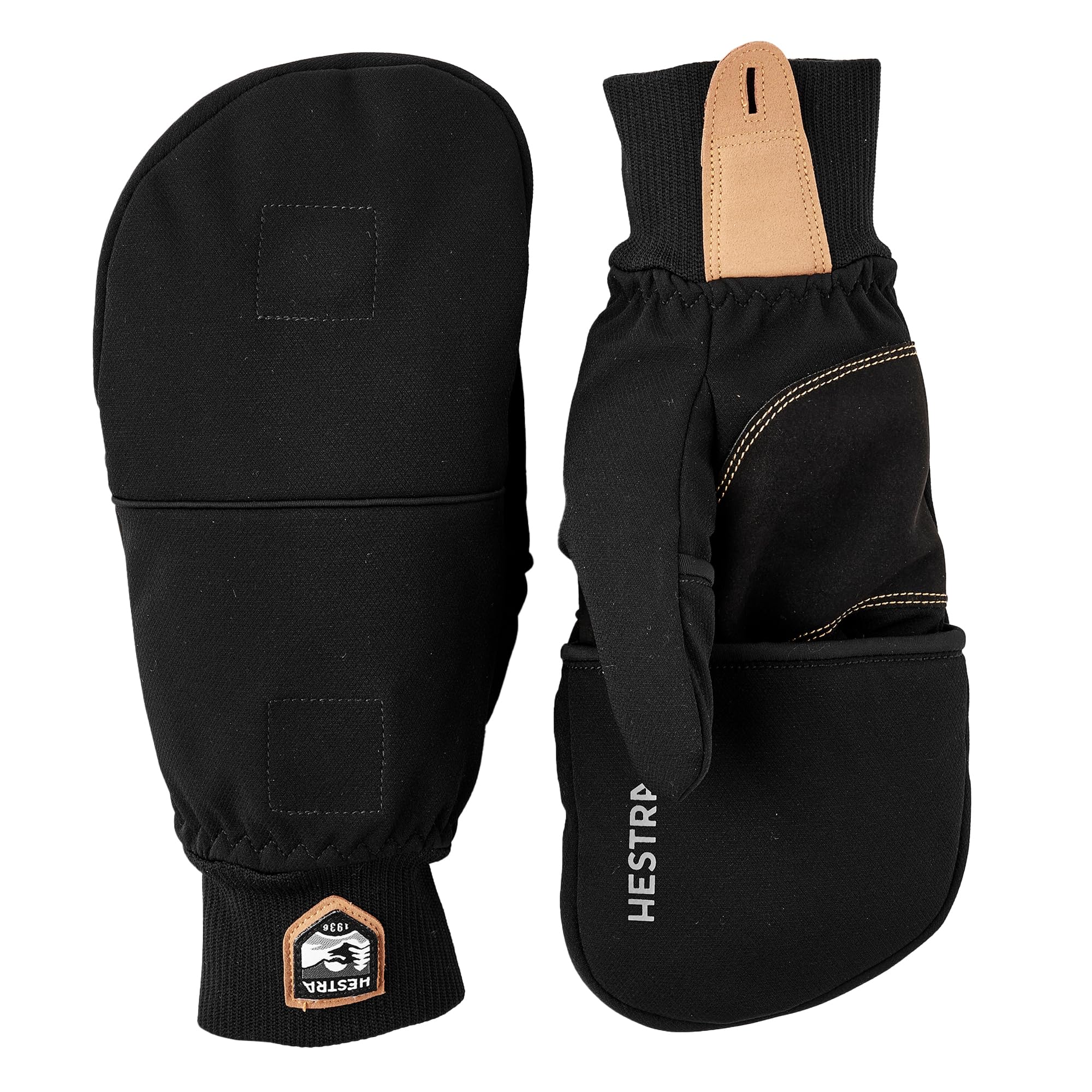 Hestra Windbreaker Pull Over Mitt, Waterproof, Windproof & Insulated Mitten with Hood for Extreme Cold and Winter Sports, Black, 9