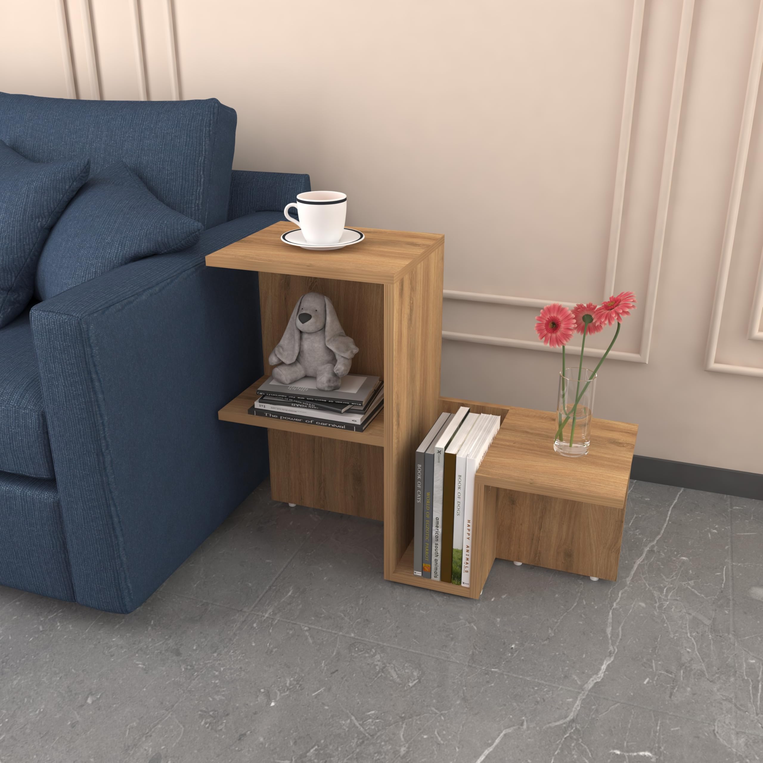 spacesbyU Zygo Side Table for Living Room | Office | Bedroom | Engineered Wood Side Table | Finish Color - Wood Oak Light-image-16