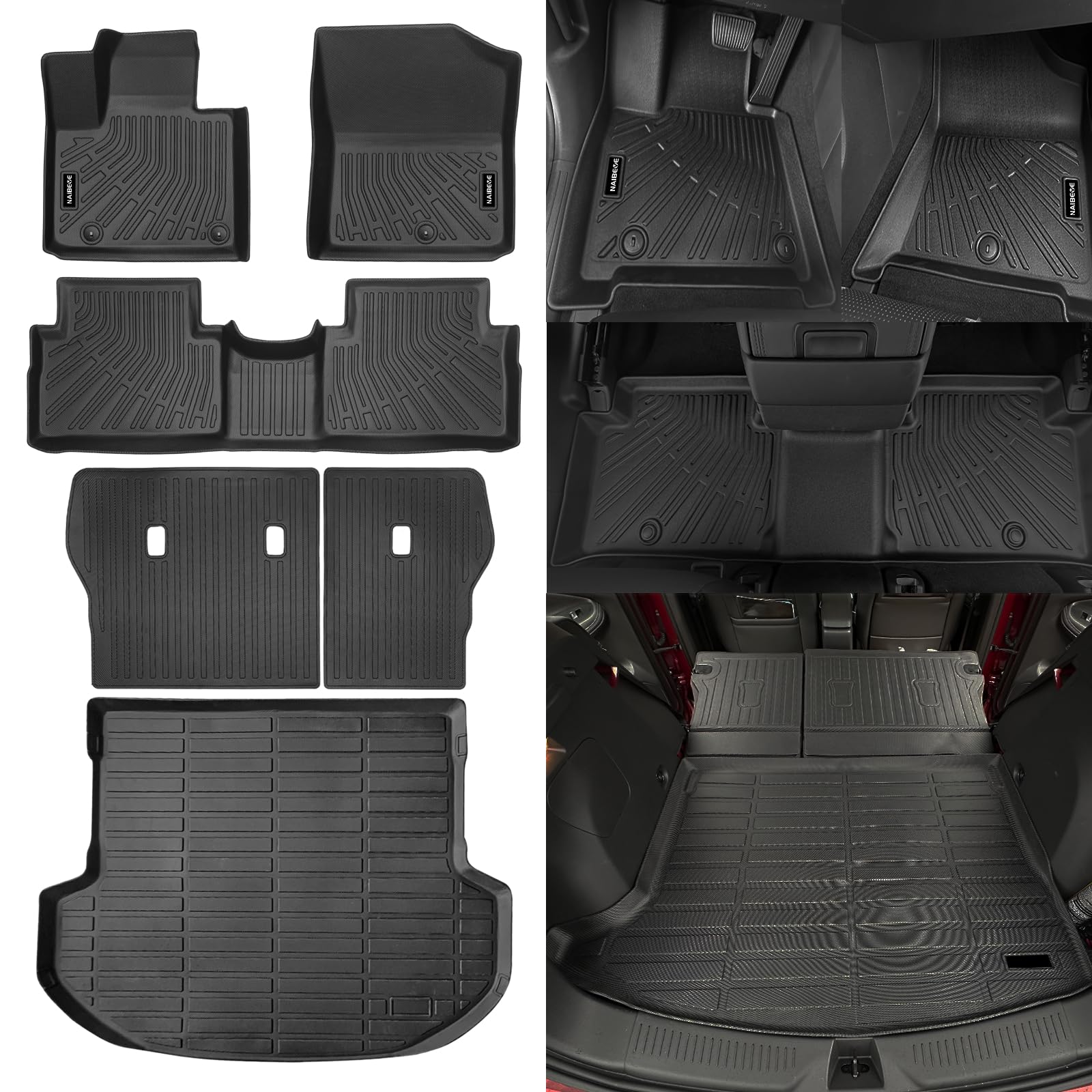 Naibeve Floor Mats for 2021-2023 Hyundai Santa Fe Hybrid Not for Gas - All Weather Custom Fit for
