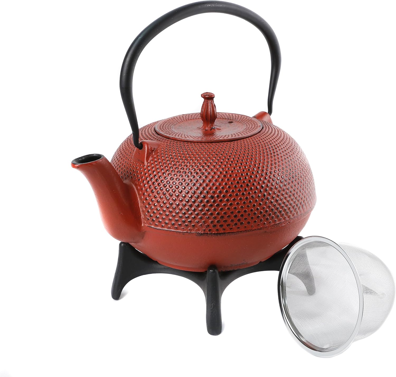 Cuisiland Small Hobnail Cast Iron Teapot Set 61oz Red Teapots
