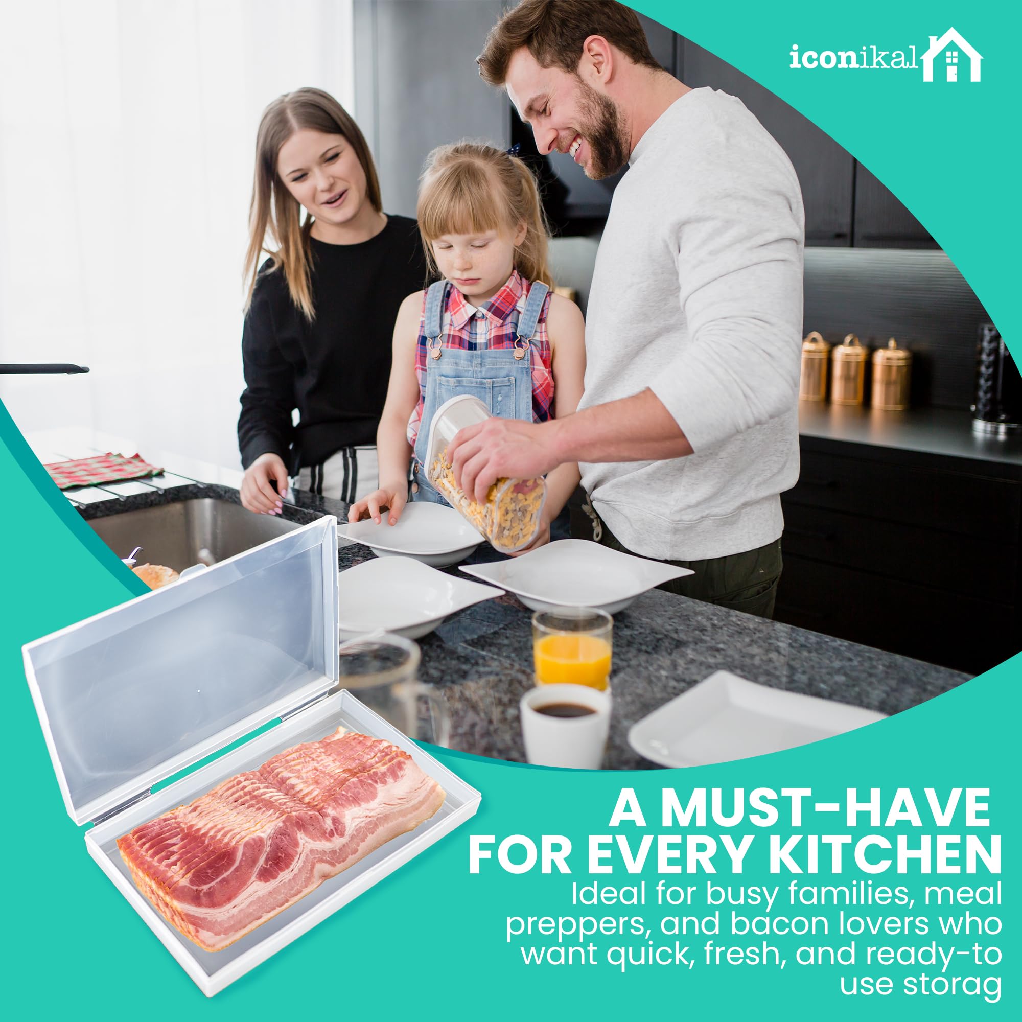 Bacon Saver - Contenedor de almacenamiento de carne de delicatessen, capacidad de 1 libra, 11 x 6.5 pulgadas, tapa transparente hermética, apto para lavavajillas, apto para alimentos 7
