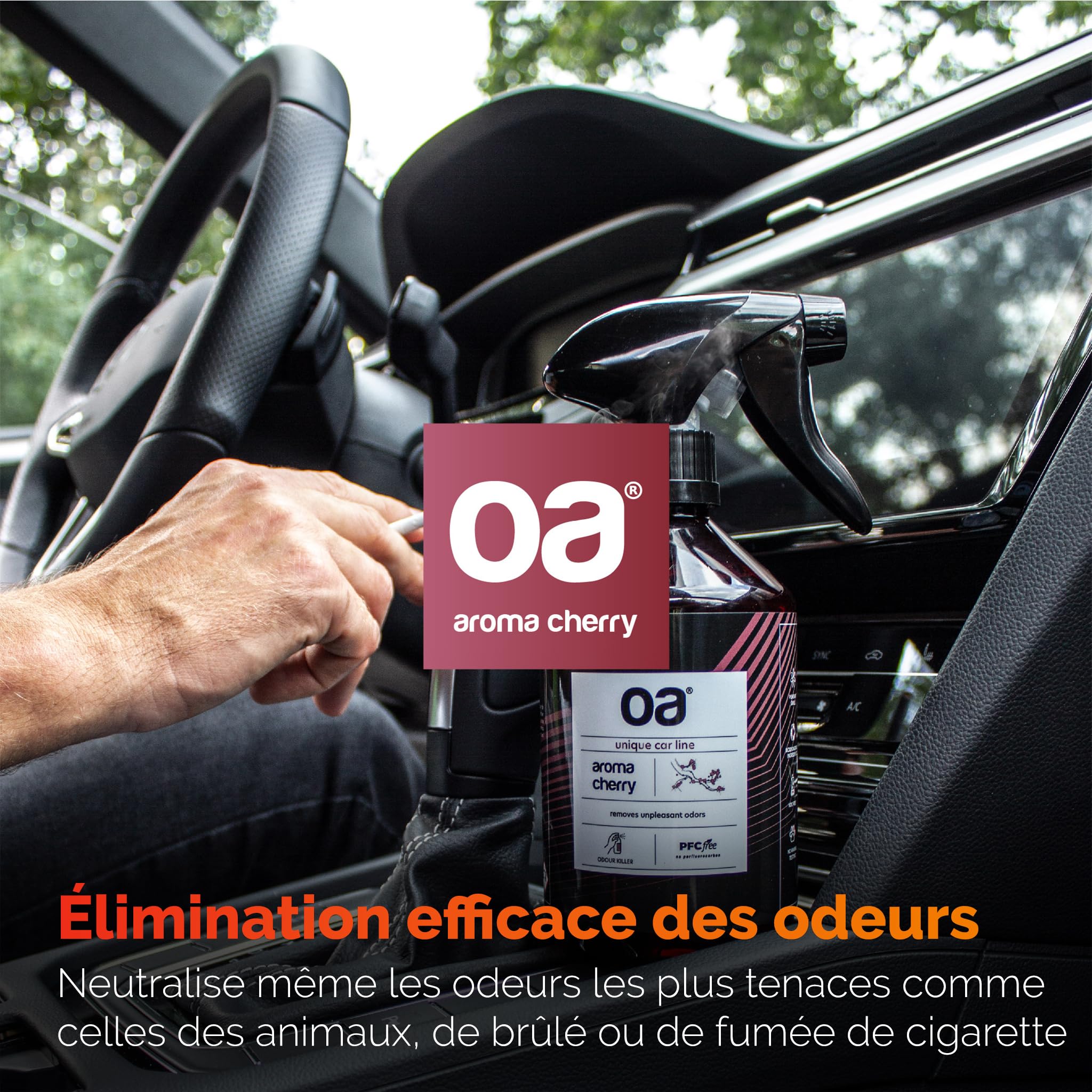 OA Car Aroma Cherry Destructeur d'Odeur Élimine les Mauvaises Odeurs Voiture Maison En Spray 500 ml