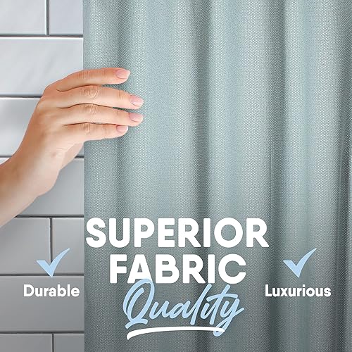 Miniatura 3 de MICRODRY Cortina de ducha de tela texturizada de lujo, calidad superior, lujo, baño, 72 x 72 pulgadas, acuífero