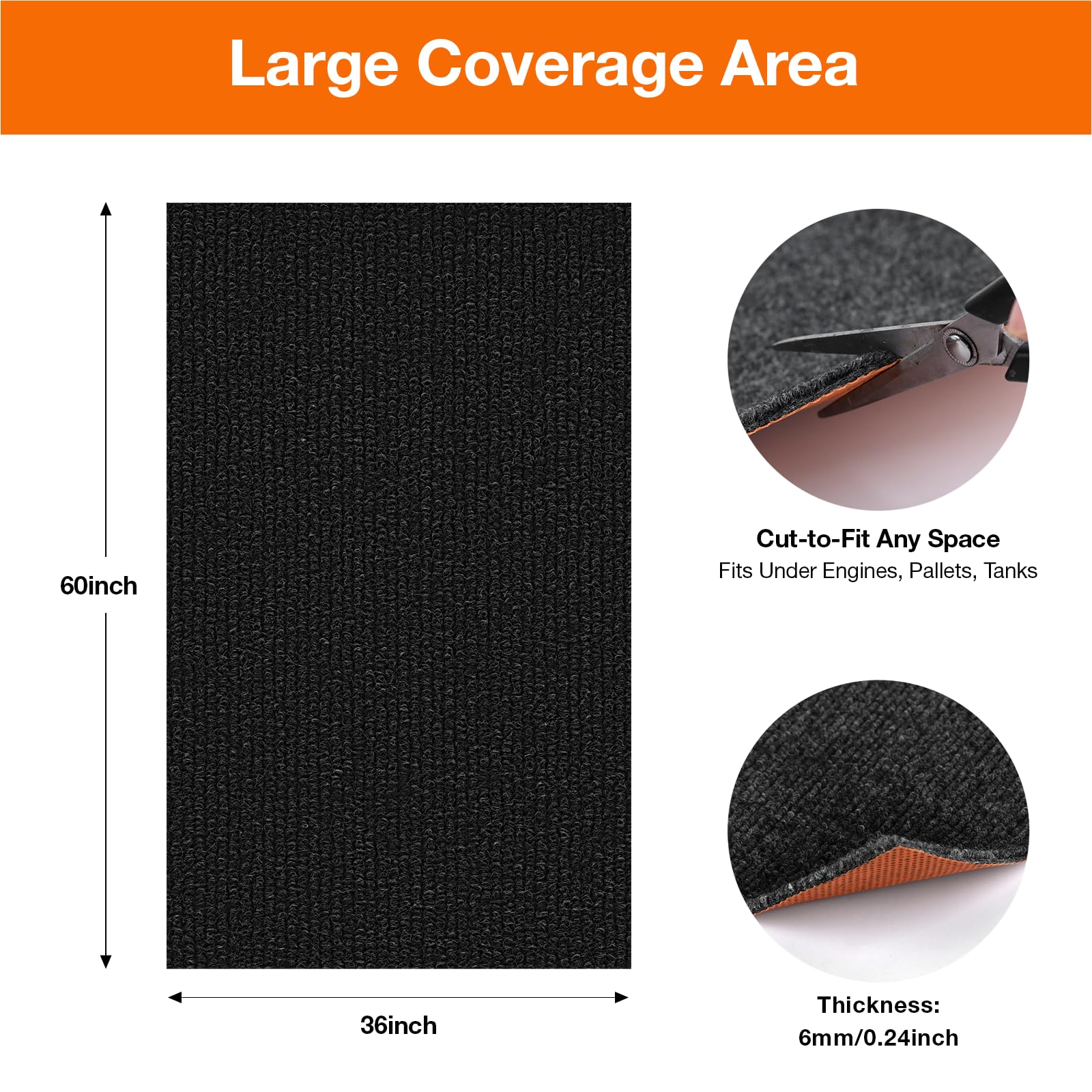 XSTWVM Heavy Duty Oil Resistant Garage Car Bottom Mat Reusable Floor Protector 1 4 Inch Thick Waterproof Rubber — view 2
