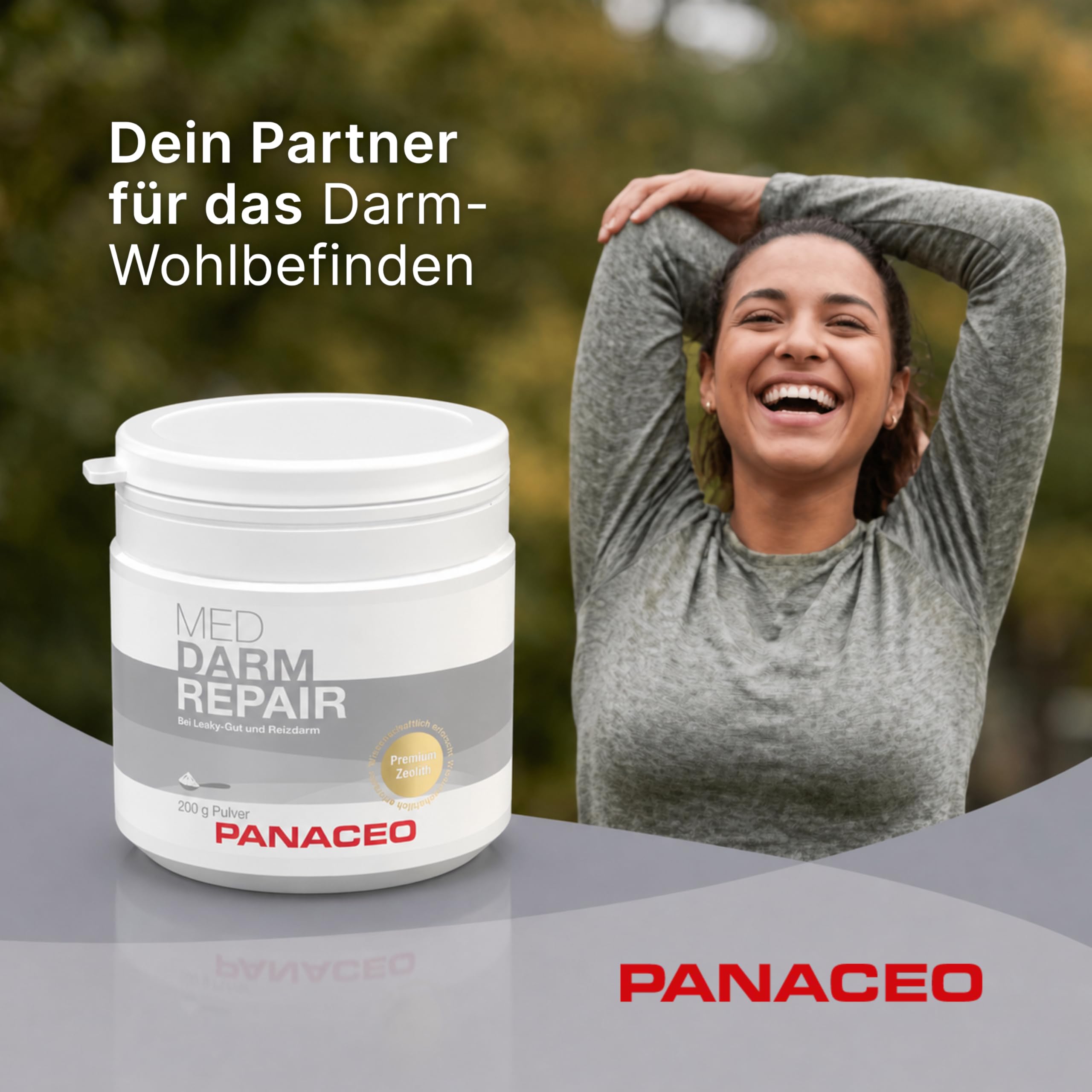 PANACEO MED DARM REPAIR Pulver mit PMA-Zeolith – Veganes Medizinprodukt bei Reizdarm, Leaky Gut & Darmbeschwerden, unterstützt Darmbarriere, Darmflora & Schadstoffbindung, 400 g