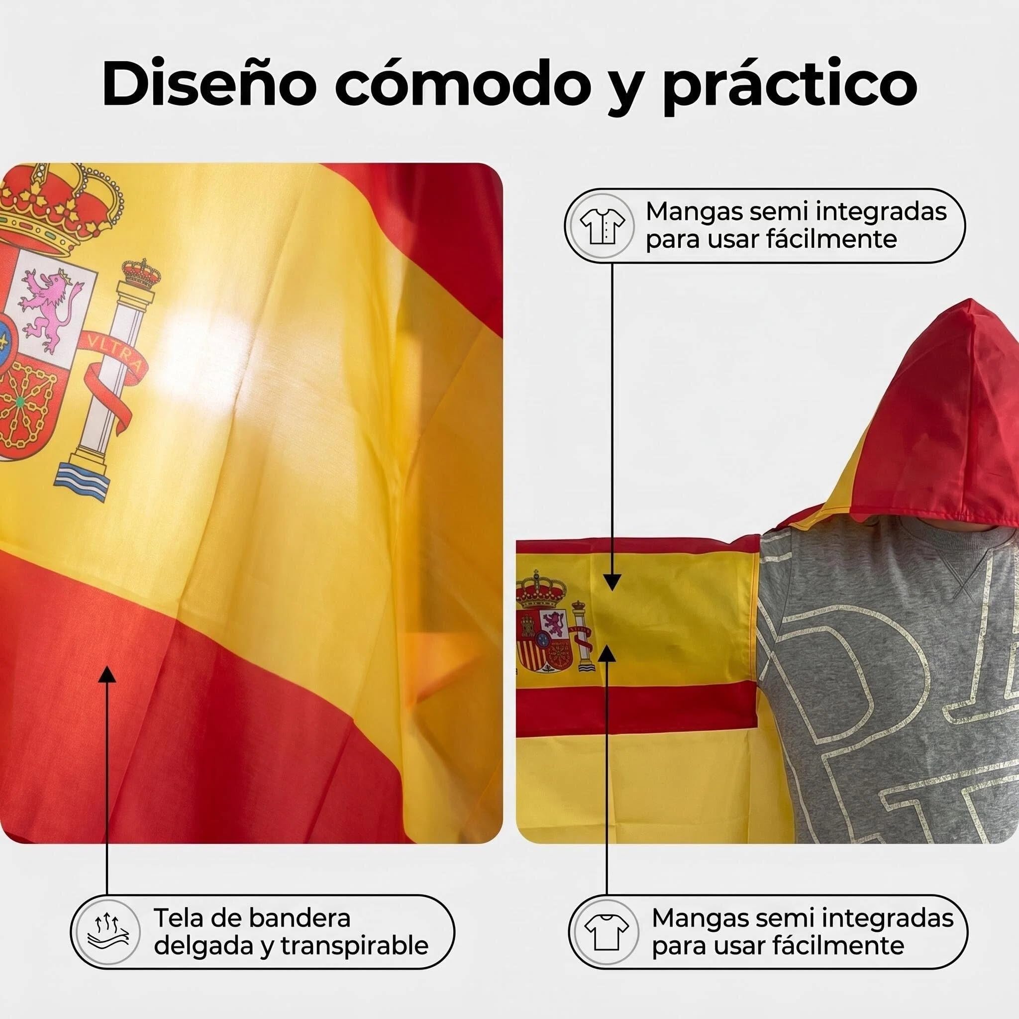 Drapeau de l'Espagne - 140 x 80 cm - Avec manches - Article de fan de l'Espagne - Coupe du monde 2026-100% polyester (Espagne)