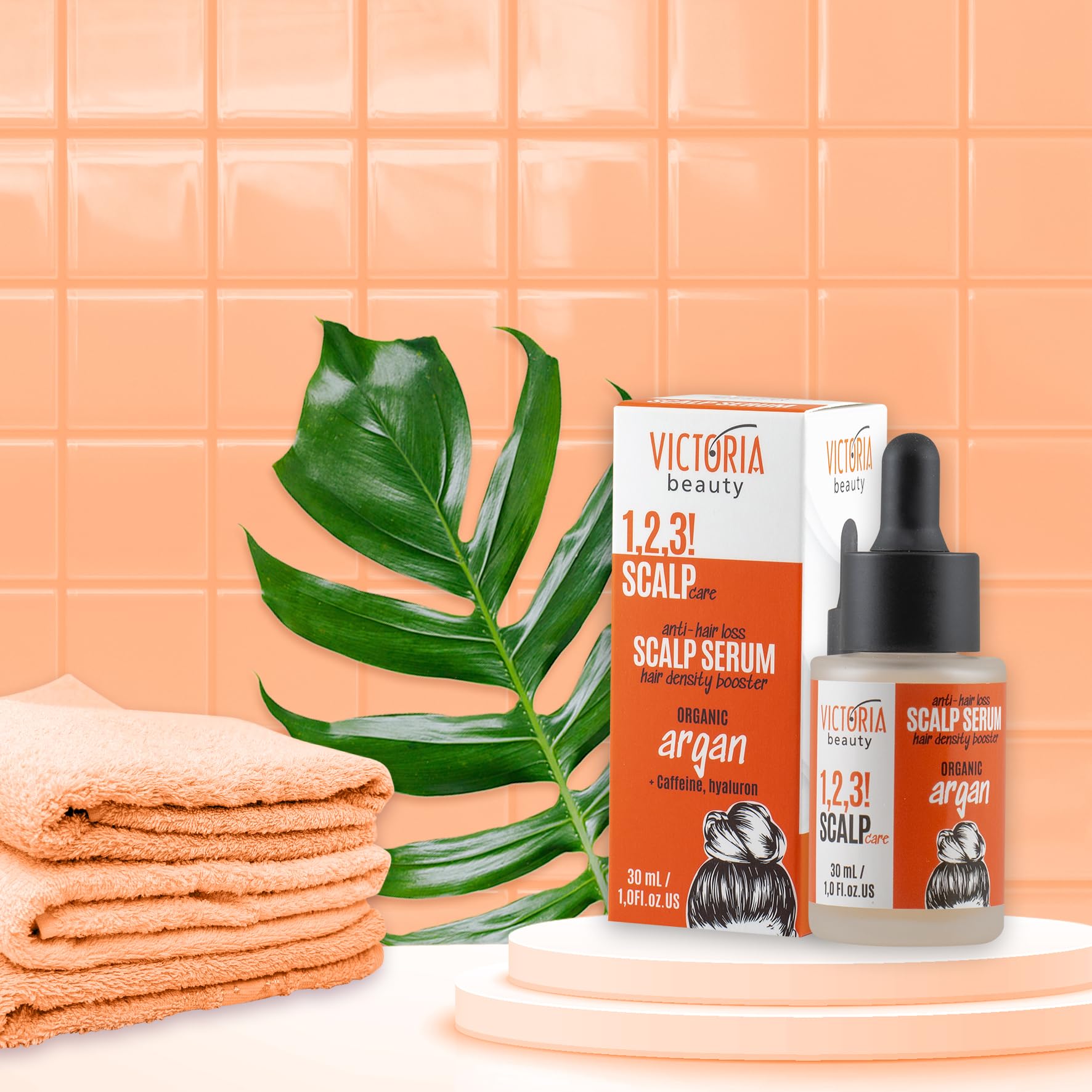 Victoria Beauty 1,2,3! Pielęgnacja skóry głowy! Kofeinowe serum na wypadanie włosów - zagęszczacz do włosów i serum na porost włosów dla kobiet i mężczyzn z kwasem hialuronowym, ekstraktami arganowym