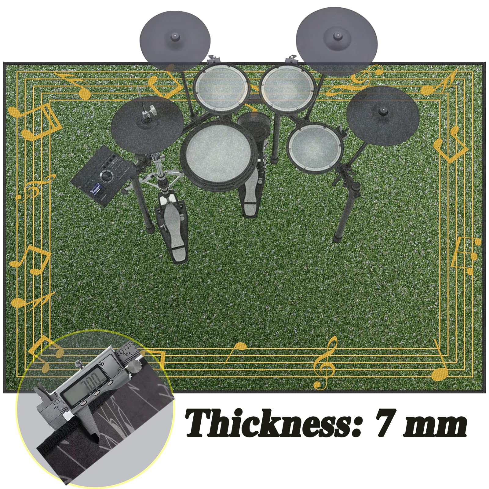 Dywaniki akustyczne Dywan Bateria Bęben Dywan Dźwiękoszczelny Dywan Elektroniczny Bateria Dywaniki Prostokątne do Bombo Pudełko Antypoślizgowa Mata Akumulatorowa 140 x 100 cm