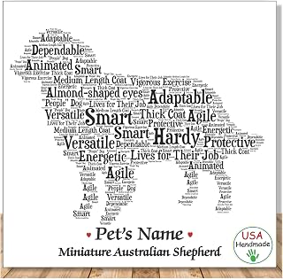 PetArt.us Miniature Australian Shepherd – Personalized Art Print – Custom Pet Name, Gift for Dog Lovers or Pet Memorial, Gift Wrapped Home Decor, Handmade in the USA