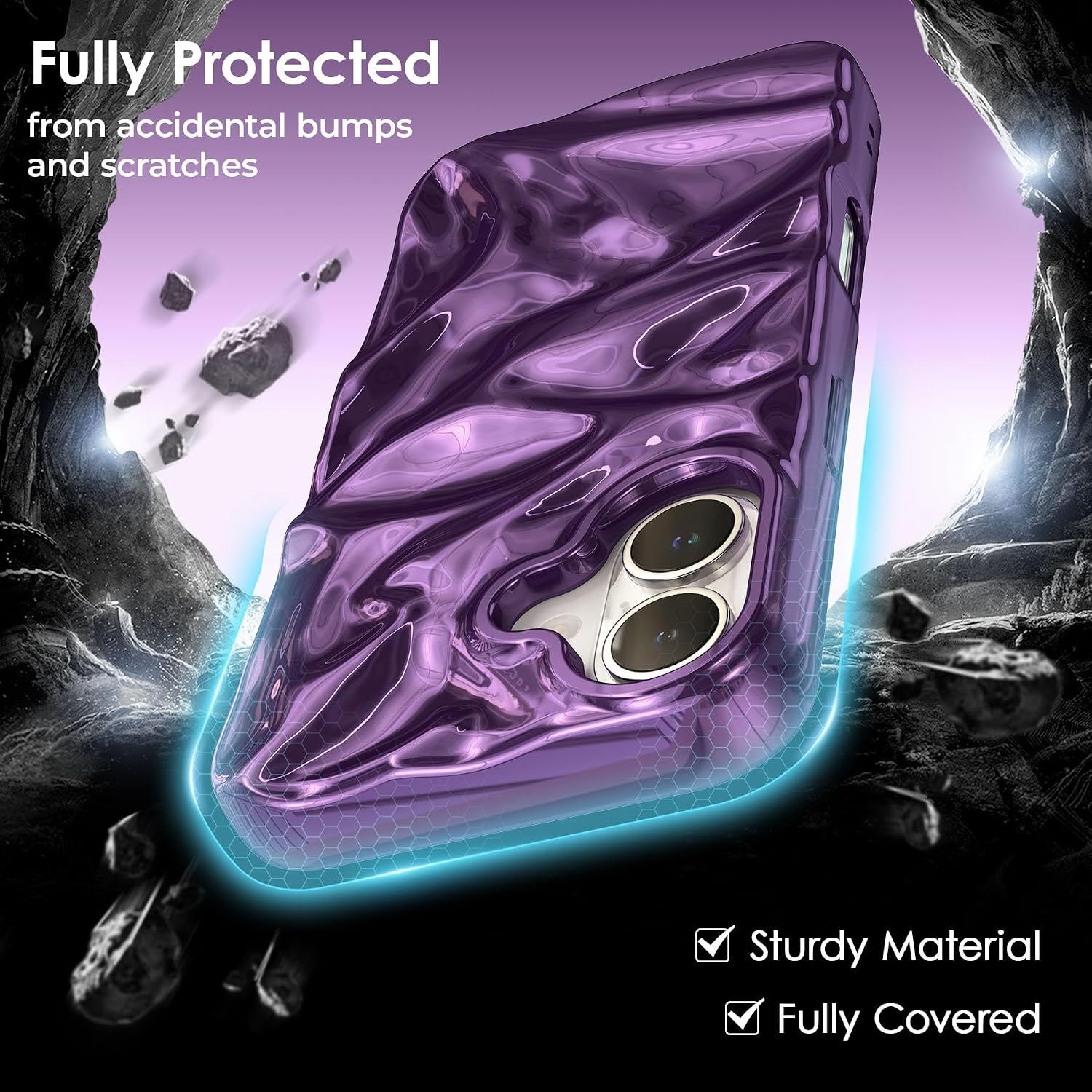 ZCDAYE Glossy Water Ripple Case for iPhone 17, Electric Purple image 5