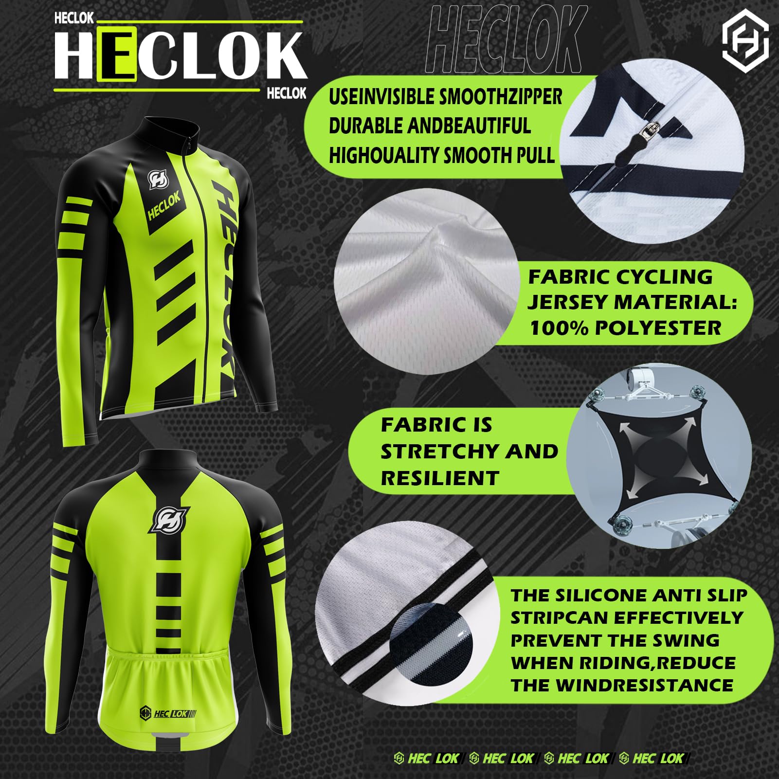 Maillot Ciclismo Hombre Otoño/Primavera,Traje de Ciclismo de Manga Larga,Ropa Bicicleta Conjunto MTB Maillot Bici Manga Larga y Culotte Ciclista con Badana Gel