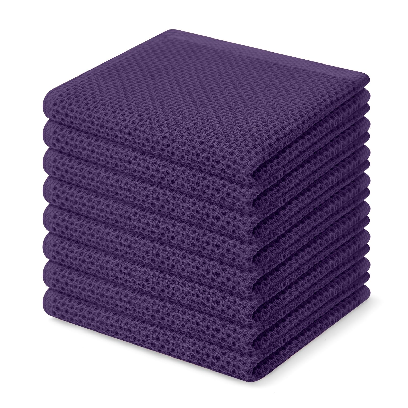 Homaxy 100% Cotton Waffle Weave Kitchen Dish Cloths 8-Pack, Eggplant