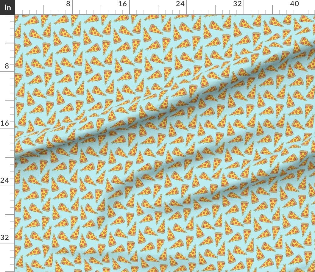 Spoonflower Fabric - Pizza Light Blue Pastel Junk Food Kids 90S Pizzas Printed on Petal Signature Cotton Fabric by The Yard - Sewing Quilting Apparel Crafts Decor