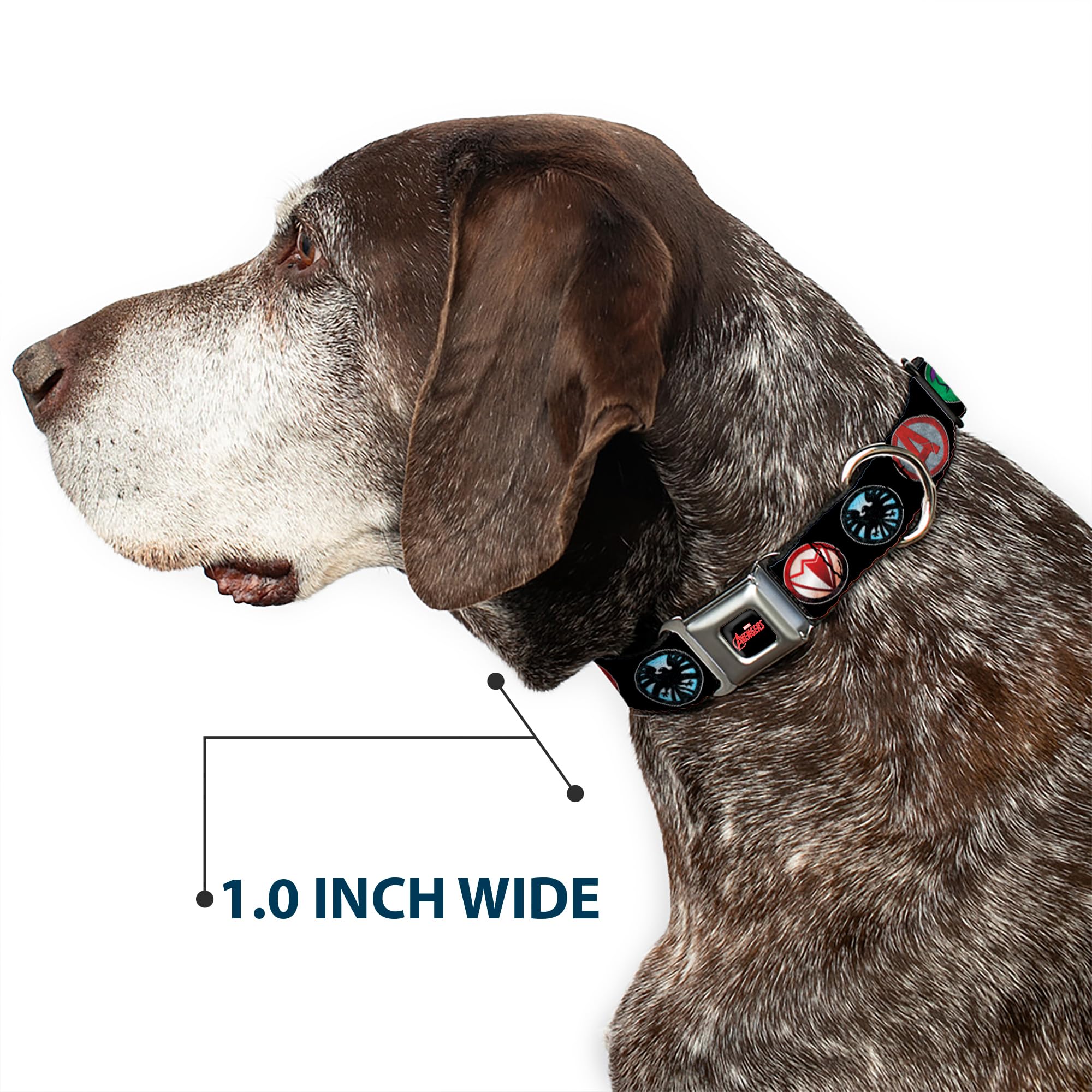 Collare Marvel Avengers Per Cani | Icone Colorate, In Poliestere, Fibbia Rinforzata | Regolabile Per Collo 46-81 Cm, Larghezza 3.8 Cm