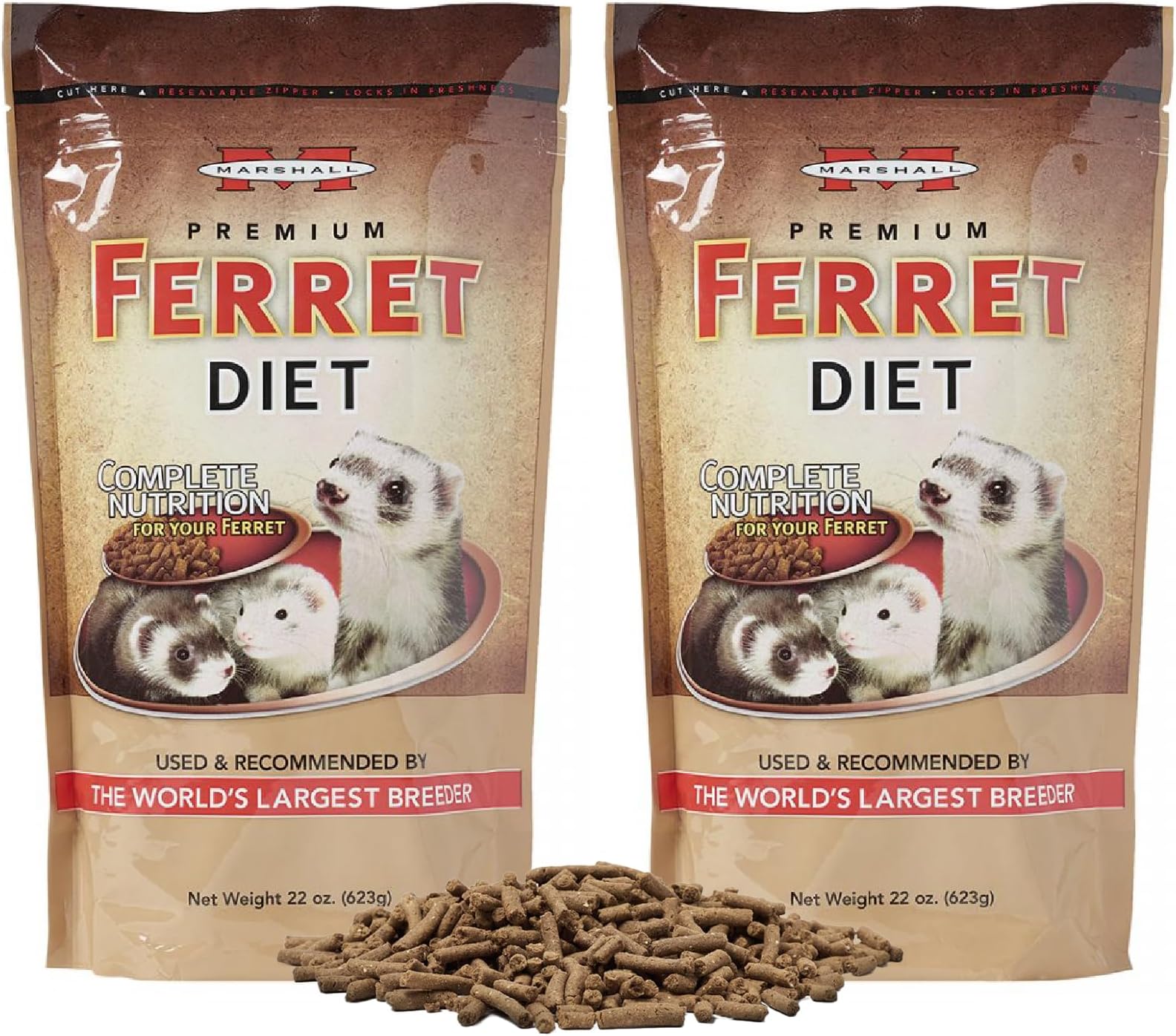 Marshall Pet Products 2 Pack of Premium Ferret Diet, 22 Ounces Per Pack
