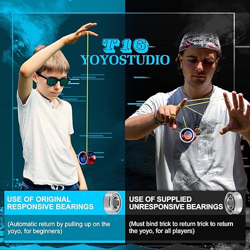 Miniatura 3 de YOYOSTUDIO Yoyo T16 Yoyo profesional sensible para niños de 8 a 12 años o más Yo Yo que no responde para adultos y niños, Yoyos de metal con kit de