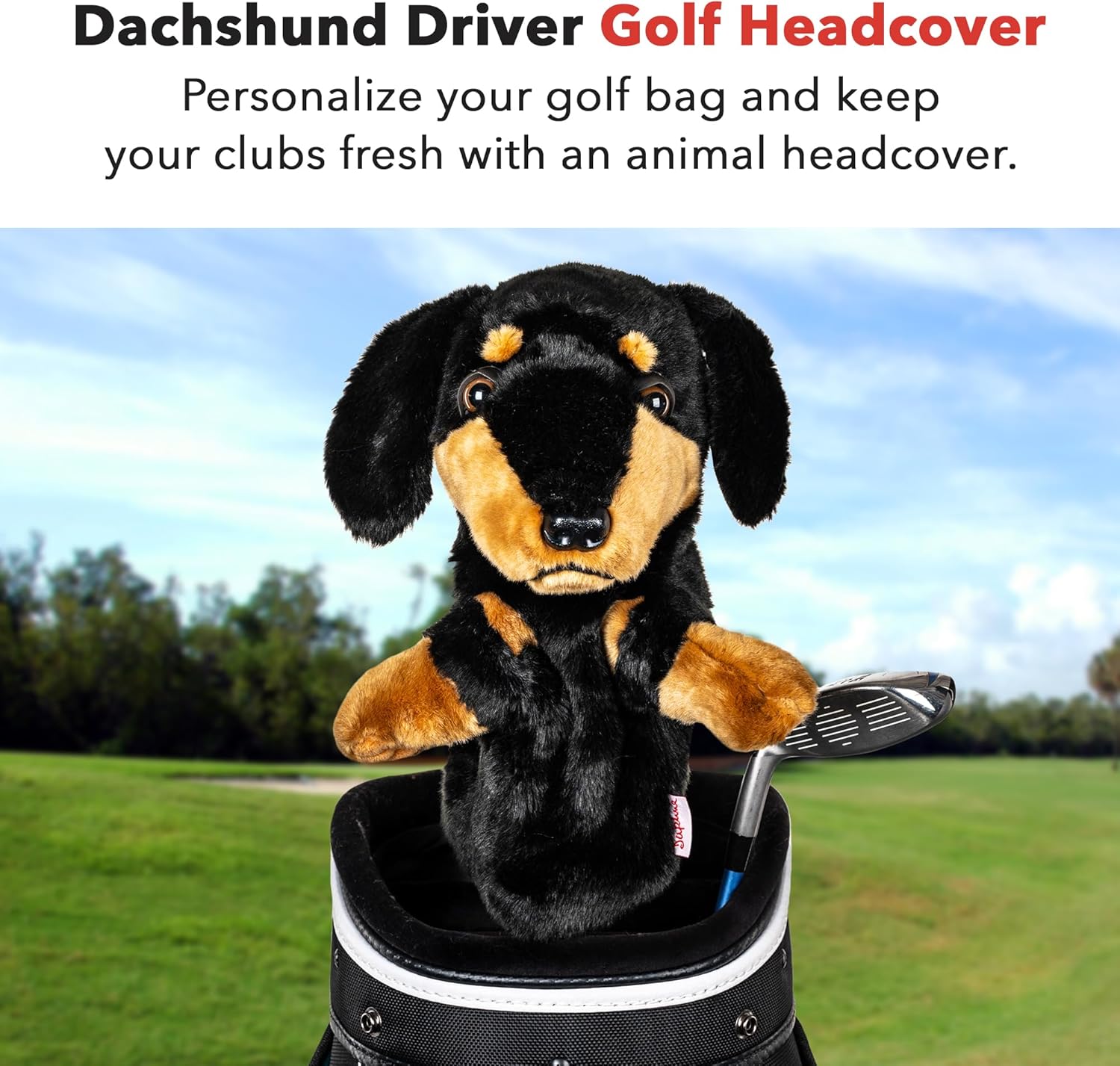 Daphne's Headcovers Dachshund Driver Headcover | Premium Headcovers | Funny Golf Club Covers | Stylish Protection for Your Clubs | Men's Golf Gear | Headcover for Men and Women
