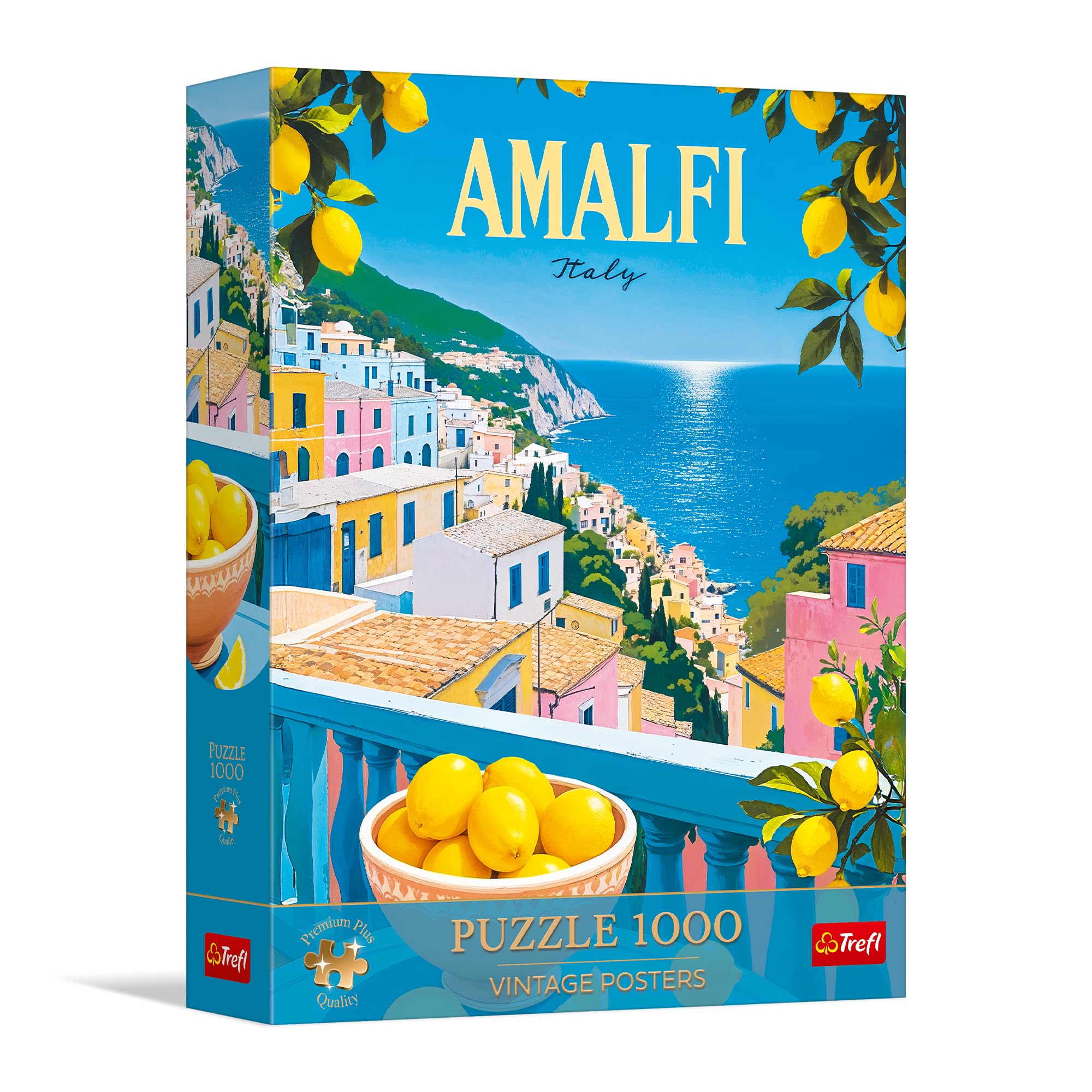 Trefl Premium Plus Quality Puzzle Vintage Poster Amalfi Italy 1000 Pieces Timeless Motif Series Pieces for Adults and Children from 14 Years