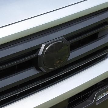 Front Grill Logo Emblem Frame Tinted Cover Trim Compatible with Toyota Tacoma 2024 2025 2026, Car Exterior Decoration Accessories Black