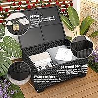 Vista 5 de Juego de muebles de patio, 7 piezas, muebles de exterior, juego de sofás seccionales de patio con mesa de almacenamiento, cojines gris claro